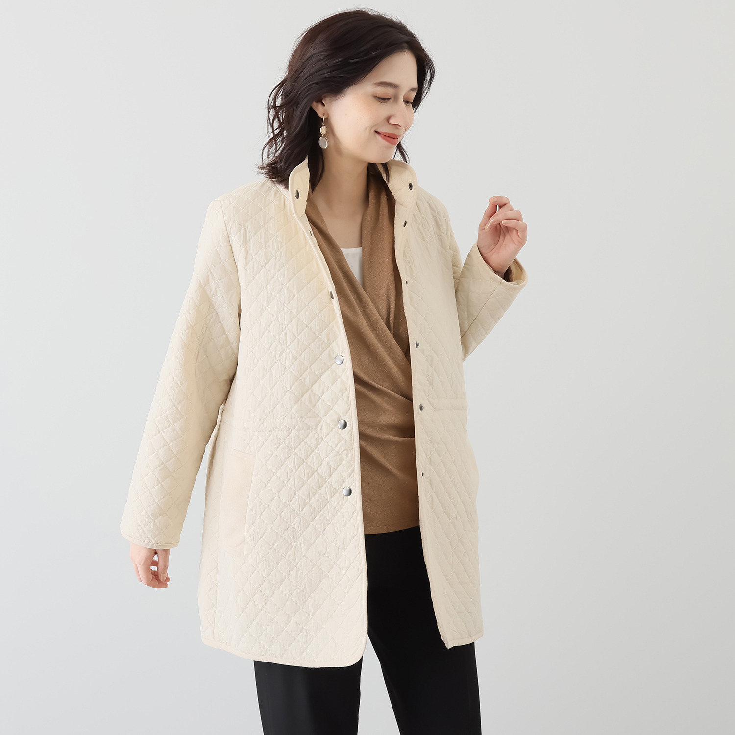 コースタルドライブ 細見えシルエット 中綿キルティング コート