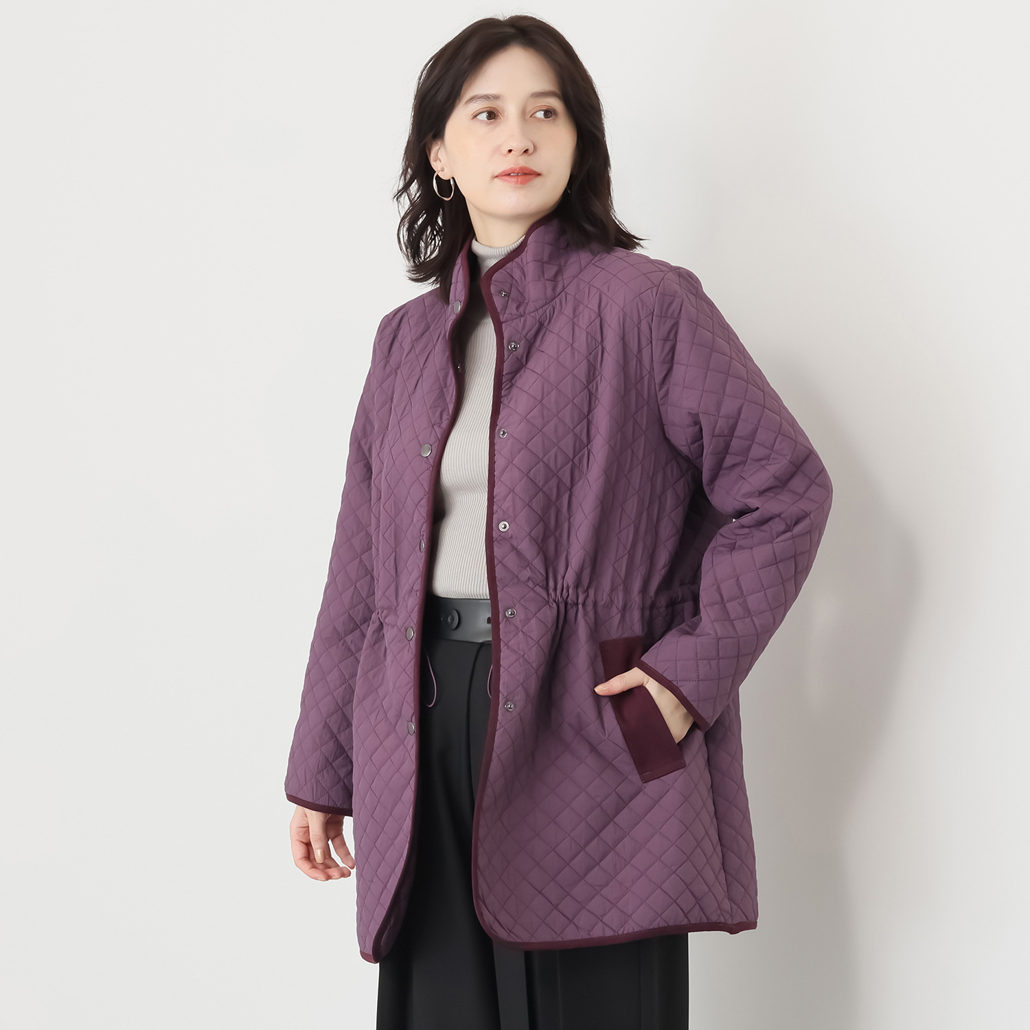 コースタルドライブ 細見えシルエット 中綿キルティング コート