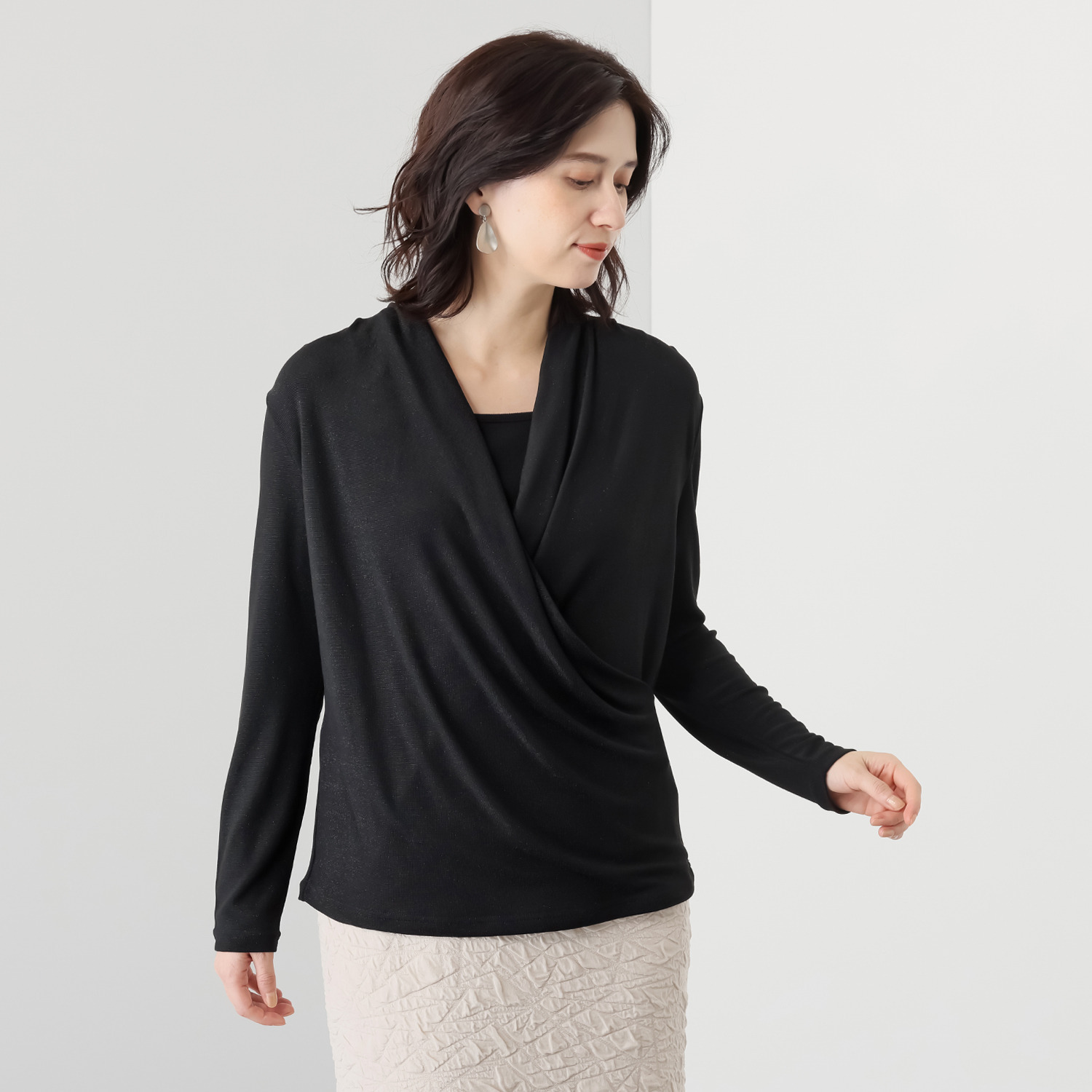 コースタルドライブ グリッターラメ カシュクールブラウス