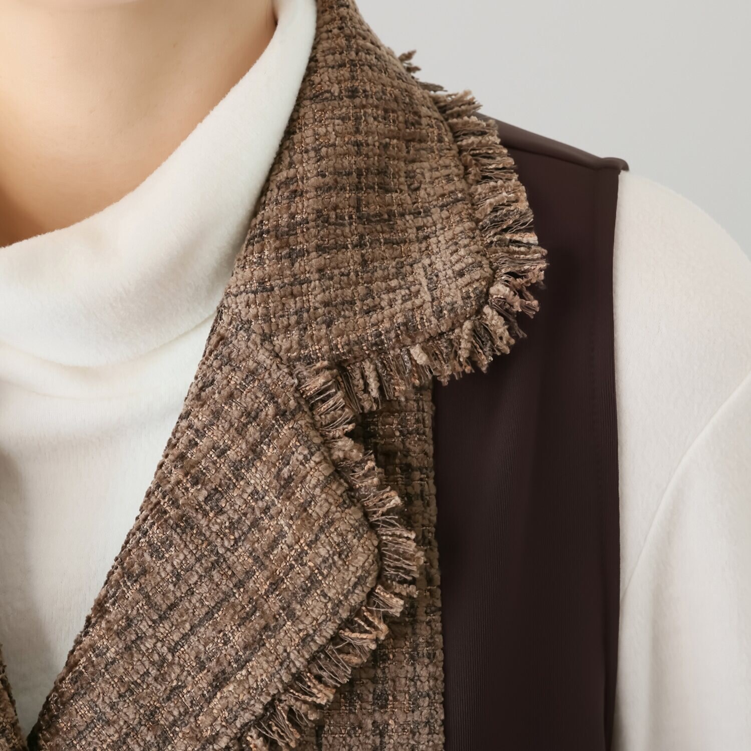 コースタルドライブ 共布ベルト付 ツイード切替 ジレベスト