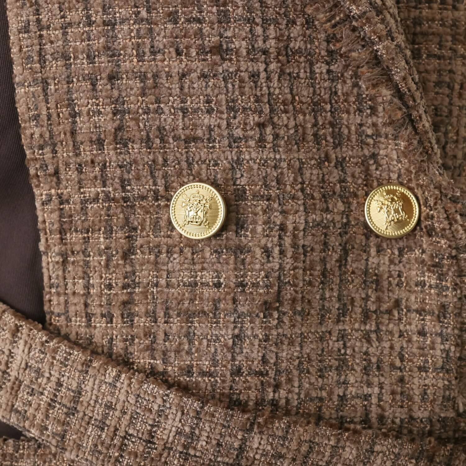 コースタルドライブ 共布ベルト付 ツイード切替 ジレベスト