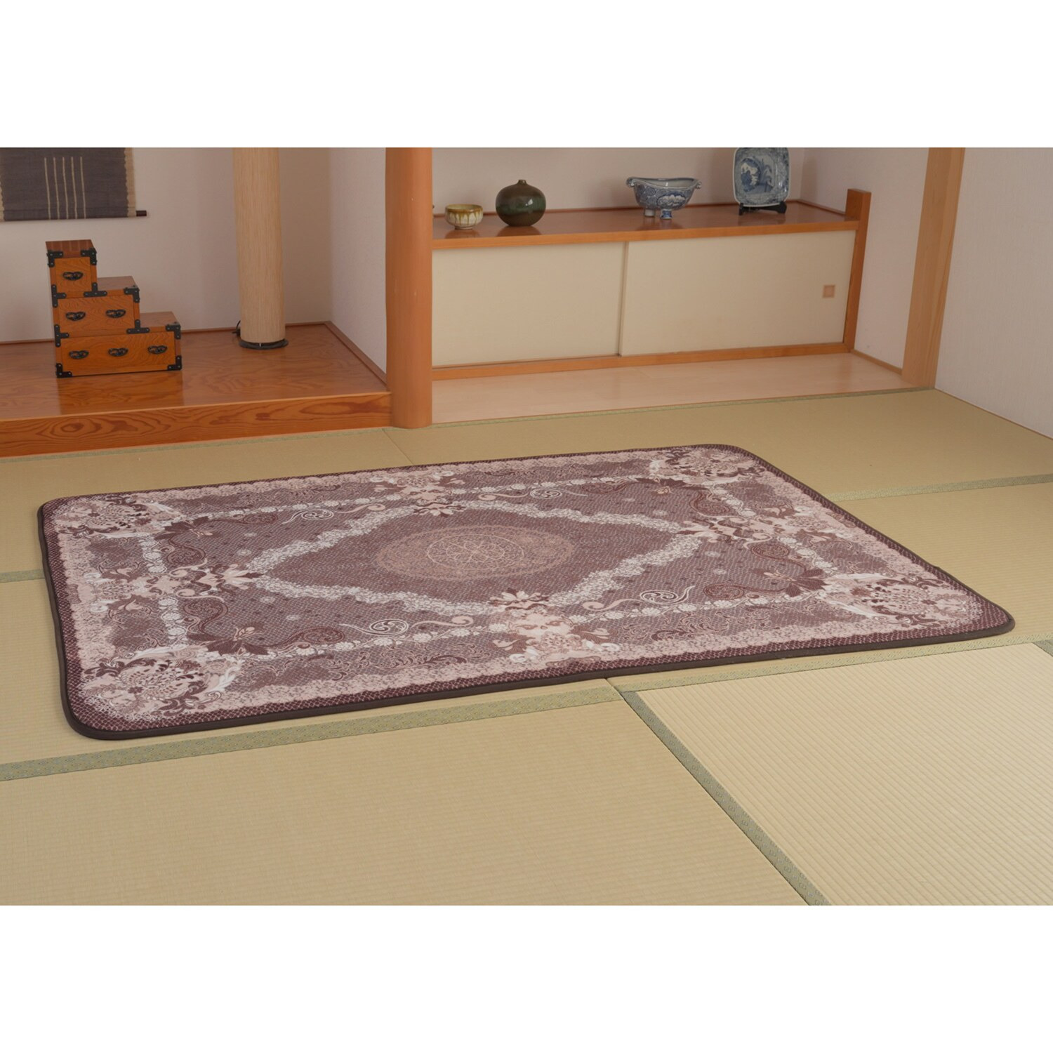 スワトウ刺しゅう協会 認定デザイン 洗える あたたかラグ ＜１３０×１９０ｃｍ＞