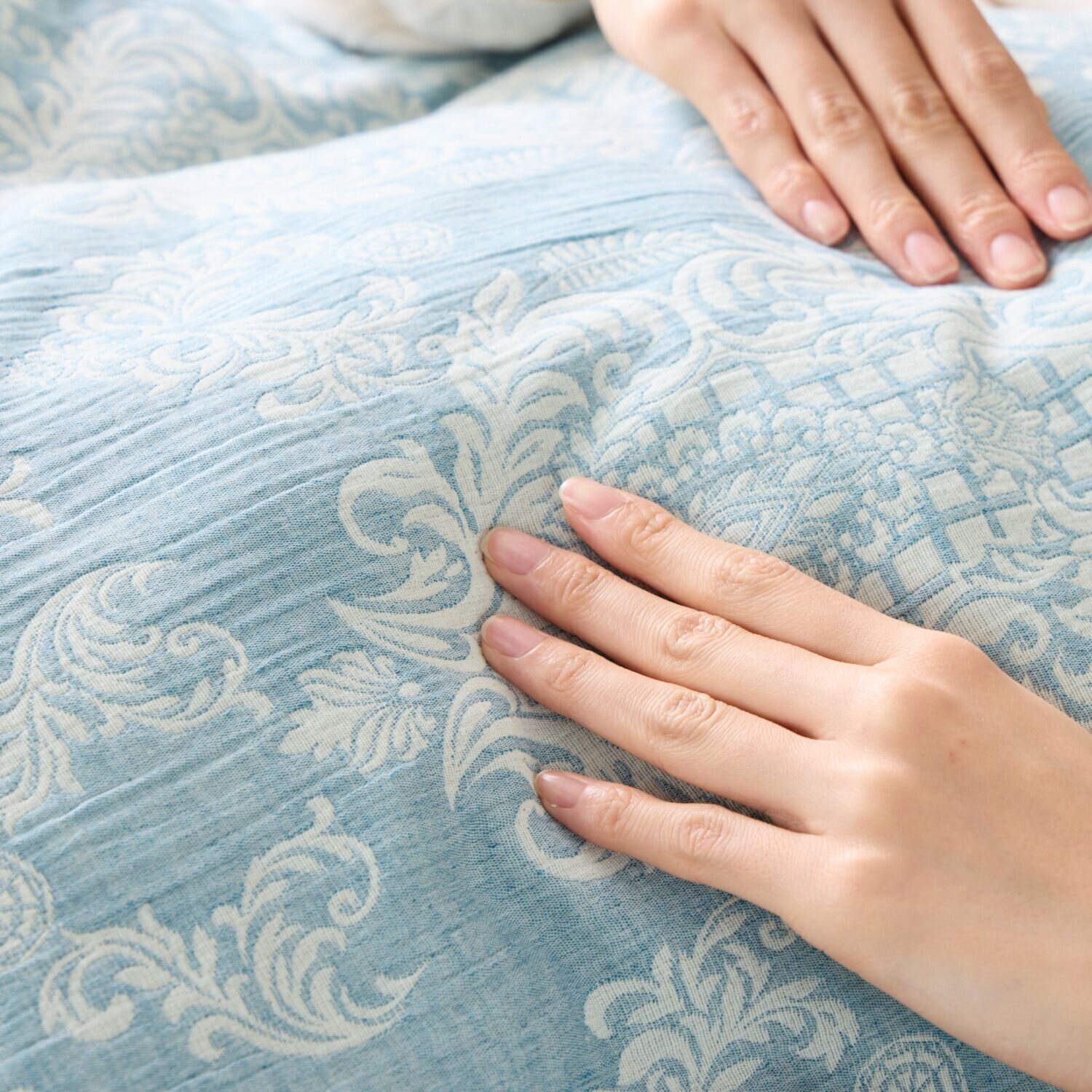 スワトウ刺しゅう協会 認定デザイン 足元スプレッド付 コットン１００％ 掛布団カバー ＜シングル＞