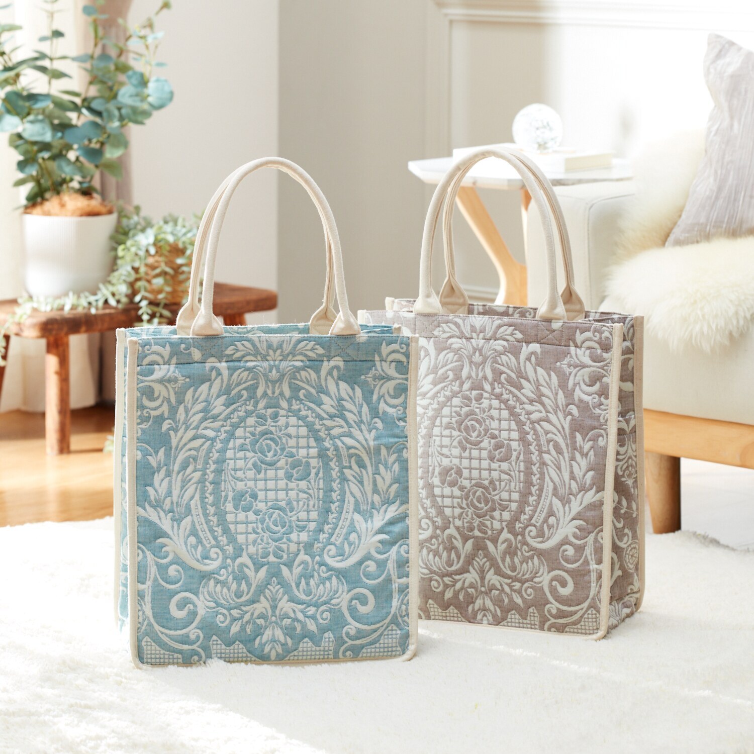 スワトウ刺しゅう協会 認定デザイン ジャガード織 インテリア収納バッグ ＜プティ＞