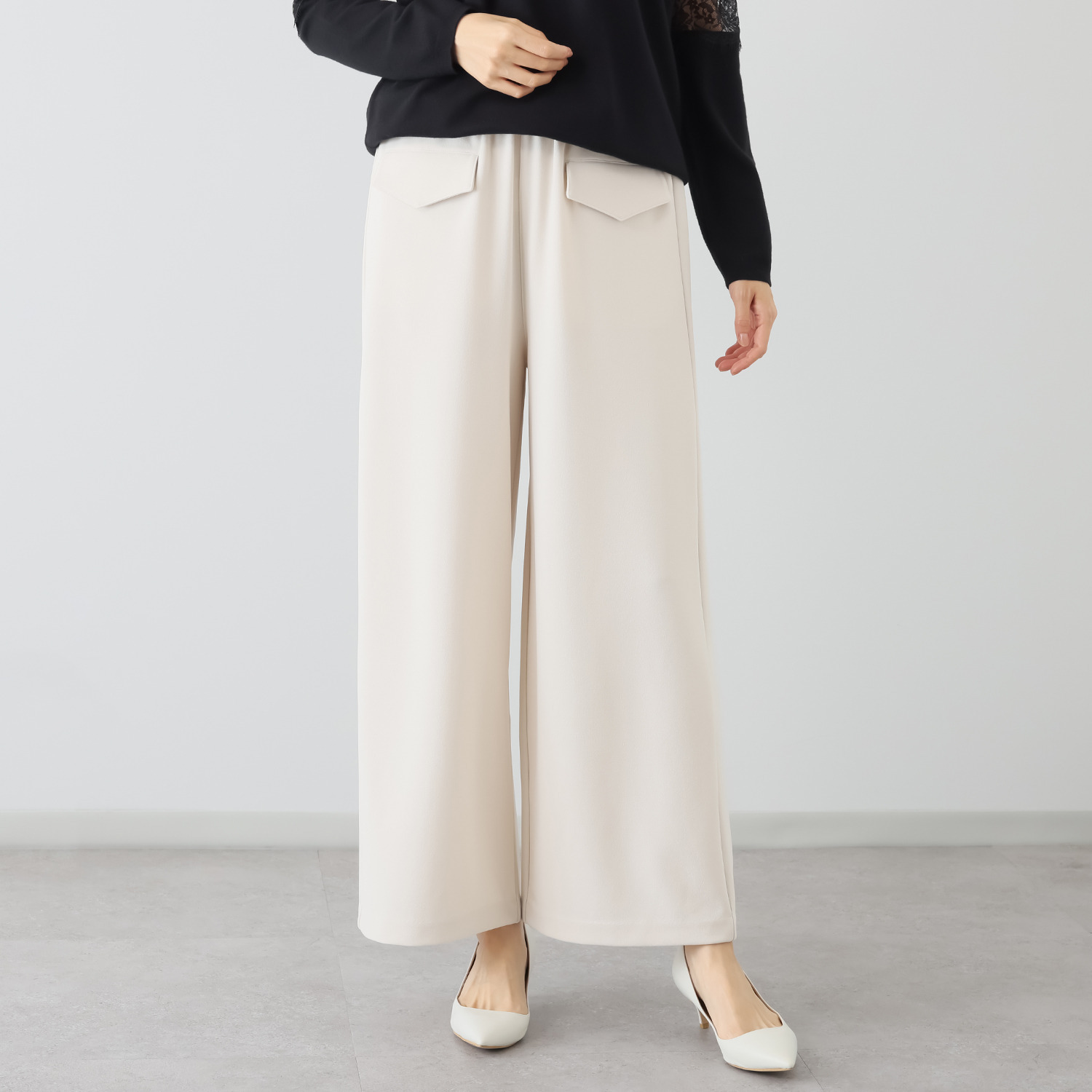 エアリーフェアリー カットジョーゼット ドロストアクセント ワイドパンツ