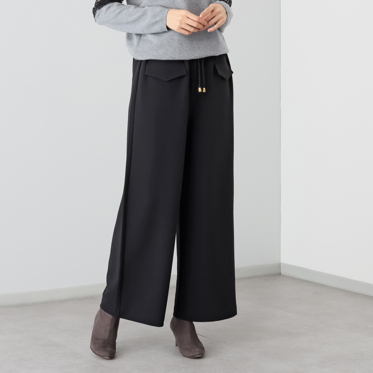 エアリーフェアリー カットジョーゼット ドロストアクセント ワイドパンツ
