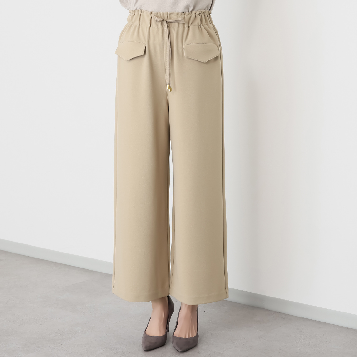 エアリーフェアリー カットジョーゼット ドロストアクセント ワイドパンツ