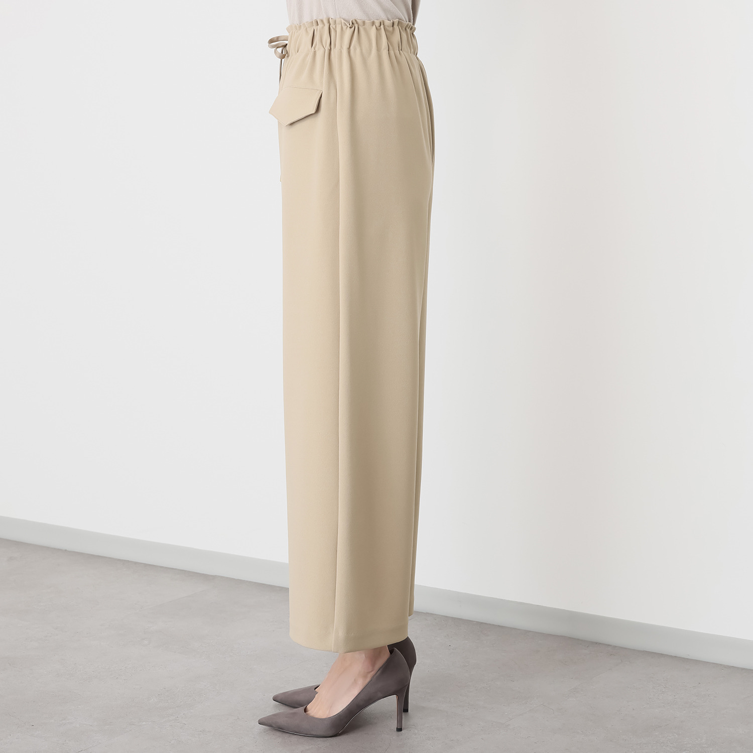 エアリーフェアリー カットジョーゼット ドロストアクセント ワイドパンツ