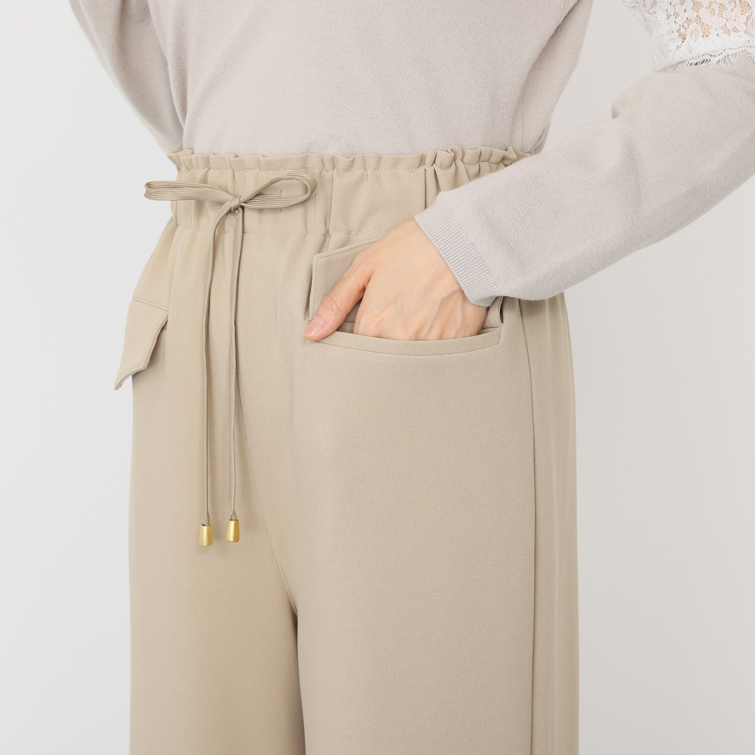 エアリーフェアリー カットジョーゼット ドロストアクセント ワイドパンツ