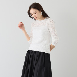 エアリーフェアリー ストレッチレース クルーネック プルオーバー