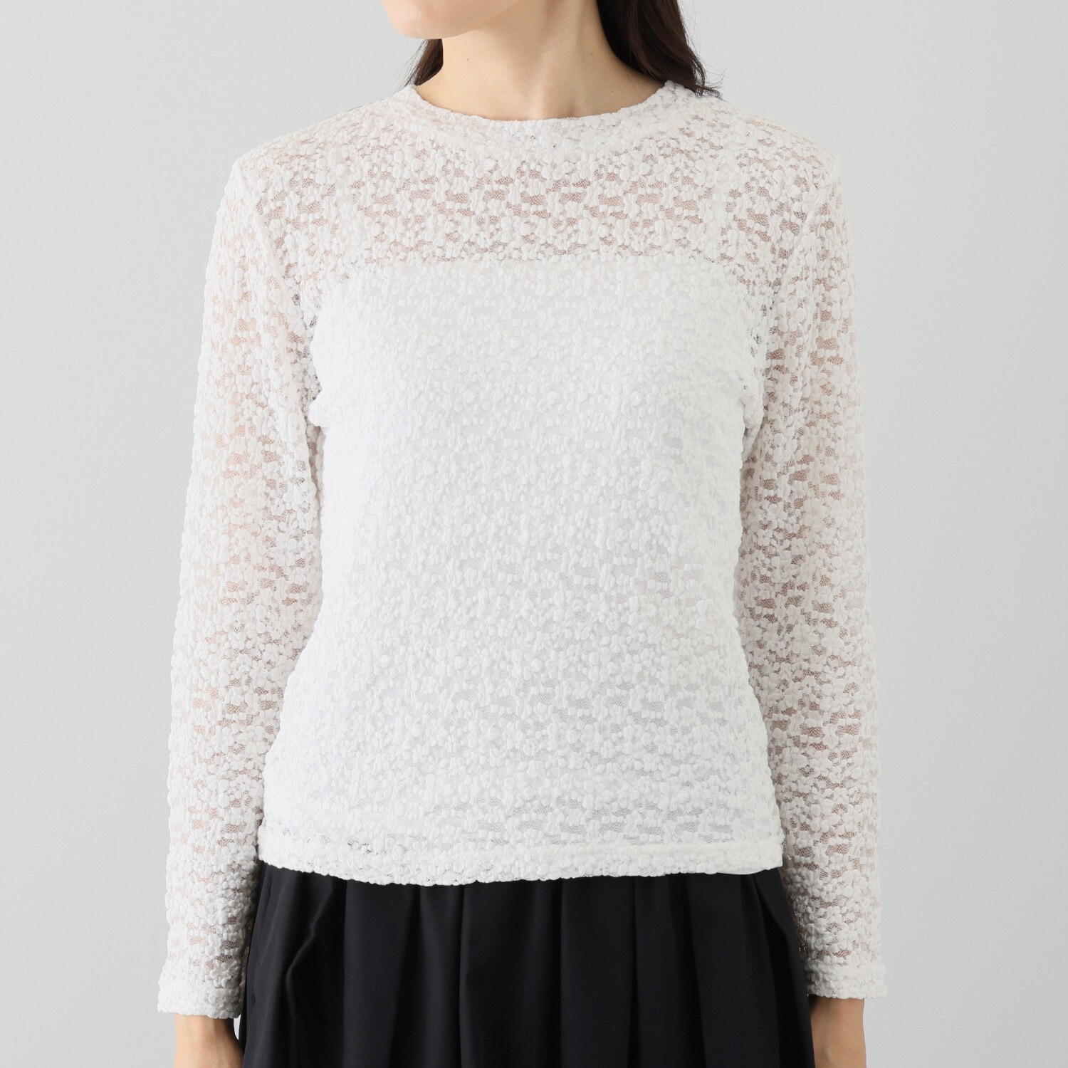 エアリーフェアリー ストレッチレース クルーネック プルオーバー