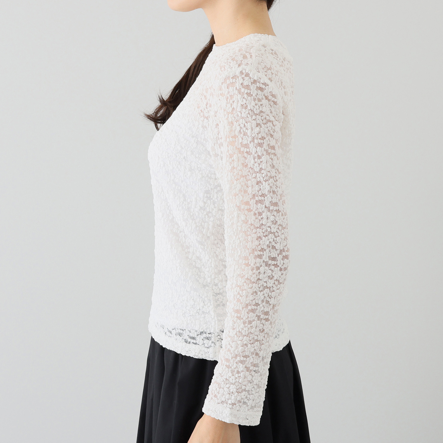 エアリーフェアリー ストレッチレース クルーネック プルオーバー