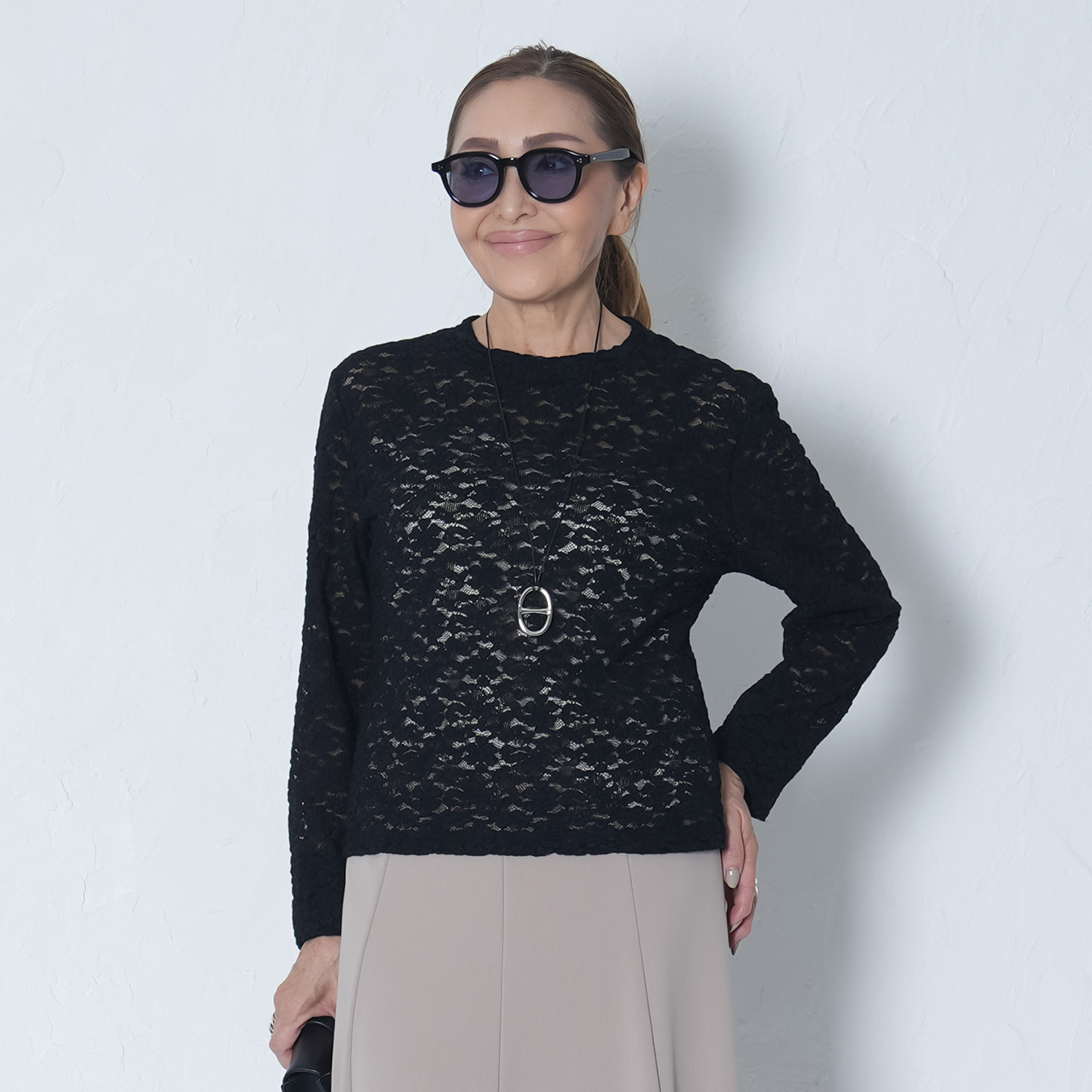 エアリーフェアリー ストレッチレース クルーネック プルオーバー