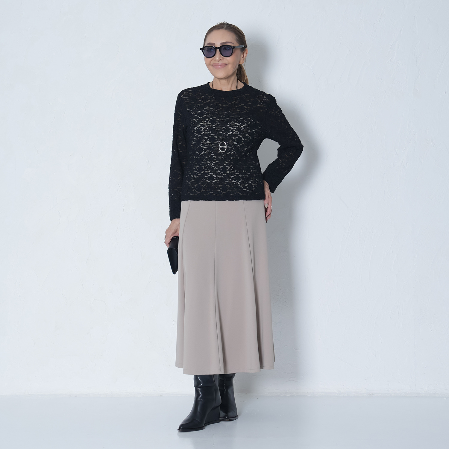 エアリーフェアリー ストレッチレース クルーネック プルオーバー