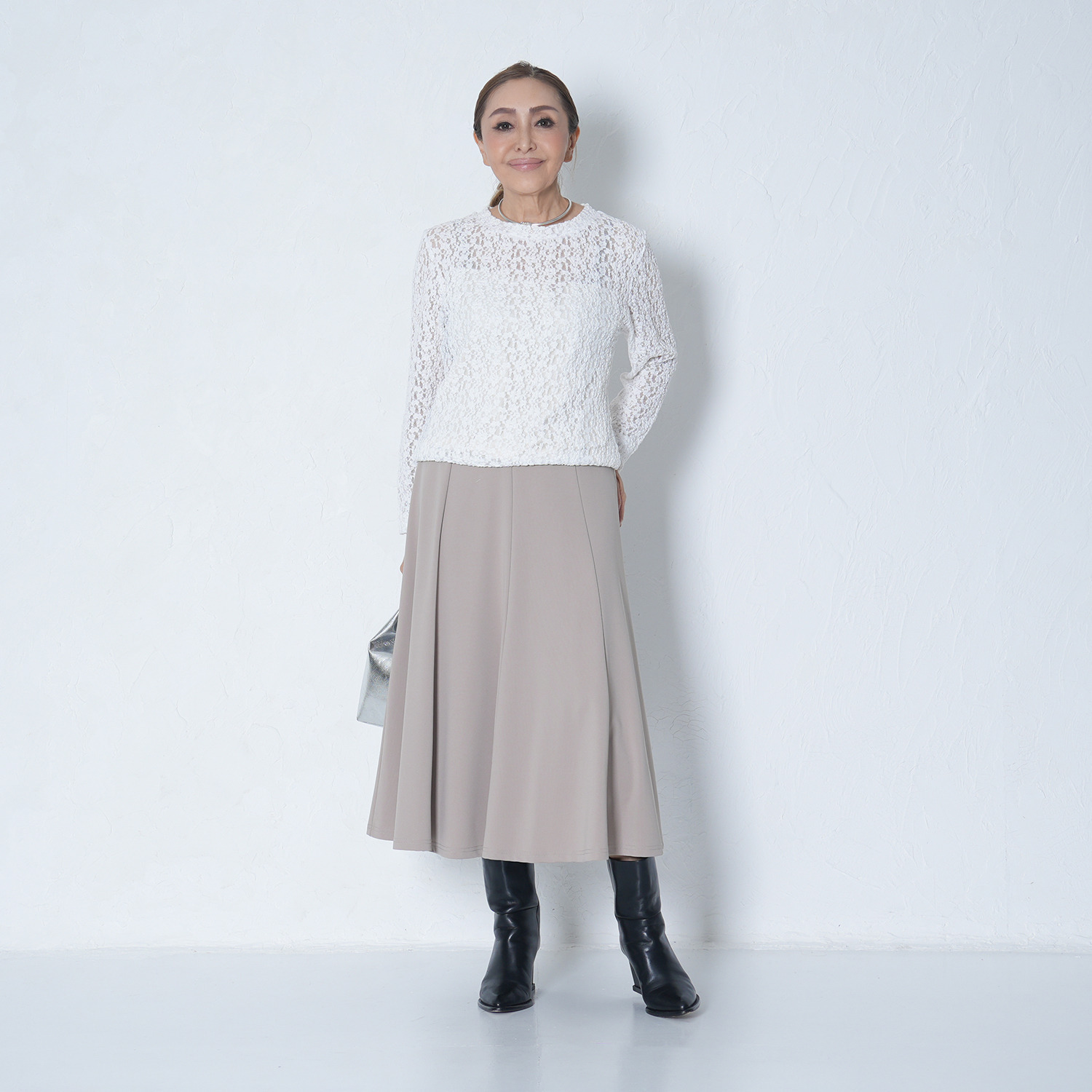 エアリーフェアリー ストレッチレース クルーネック プルオーバー