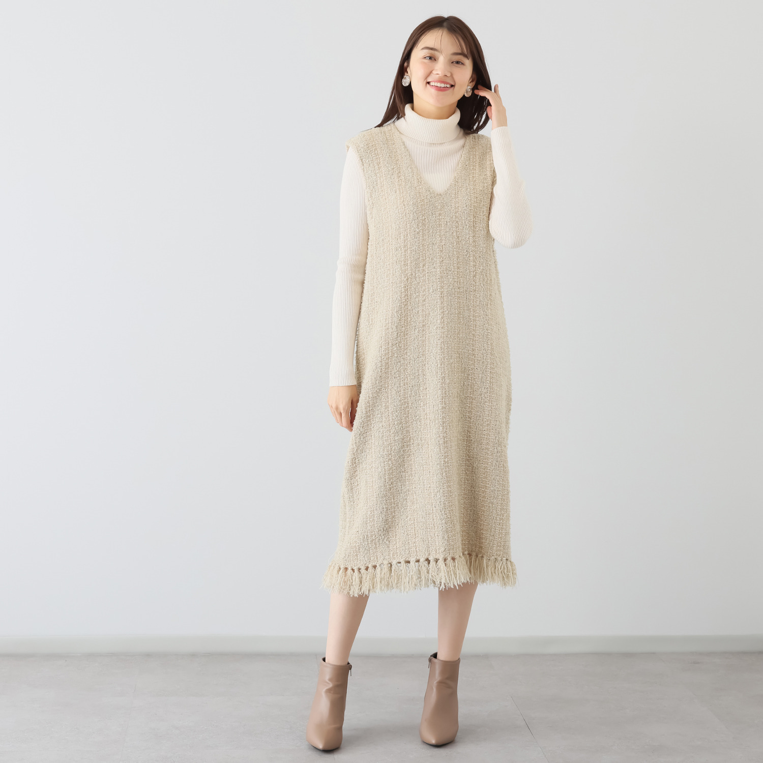 エアリーフェアリー ツイードニット ジャンパースカート