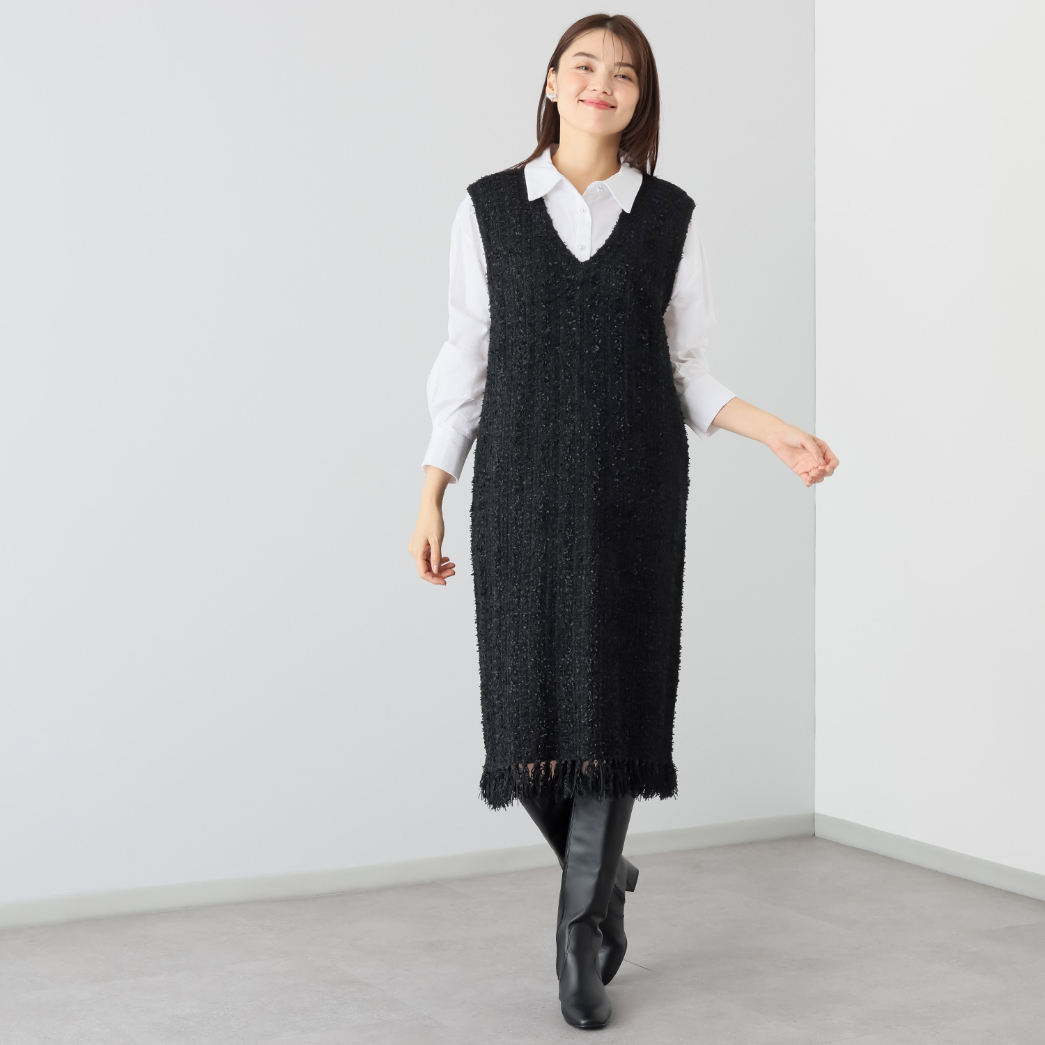 エアリーフェアリー ツイードニット ジャンパースカート