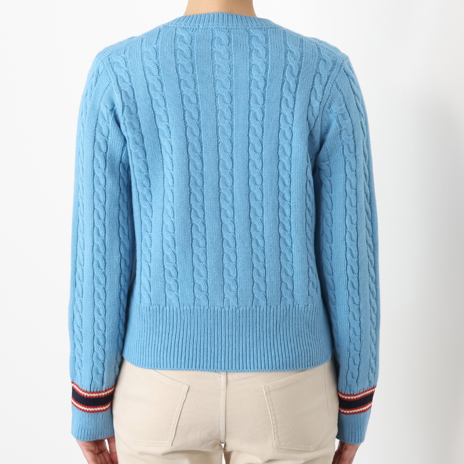 モカサン　ジュンコシマダ ケーブル編 ポイント配色 ニットカーディガン