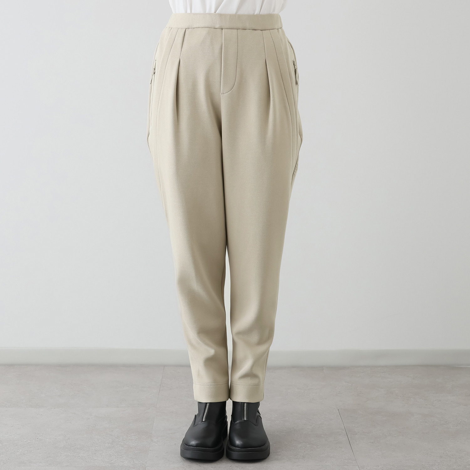 ヨーコモリモト スタイルアップ 切替デザイン テーパードパンツ