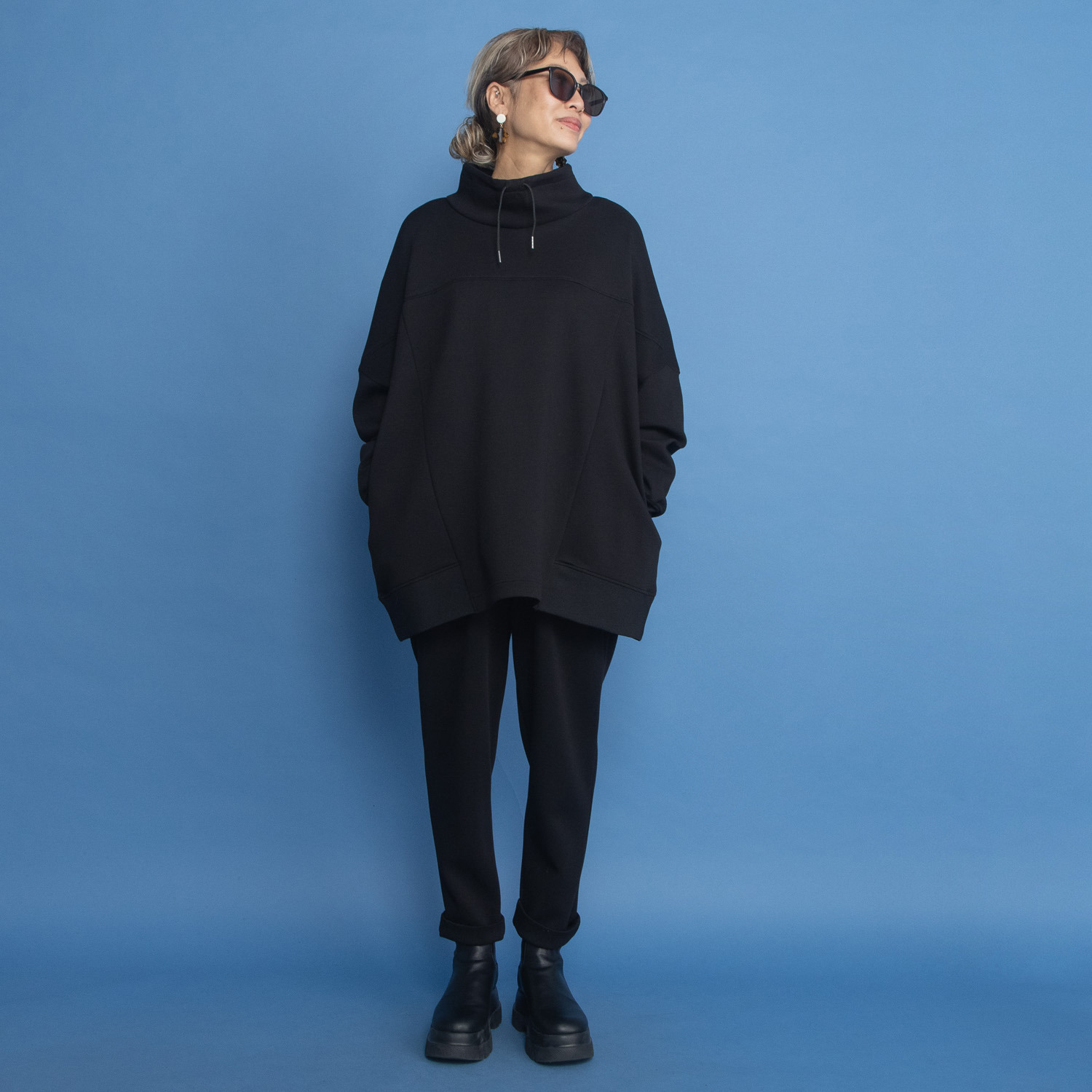 ヨーコモリモト スタイルアップ 切替デザイン テーパードパンツ