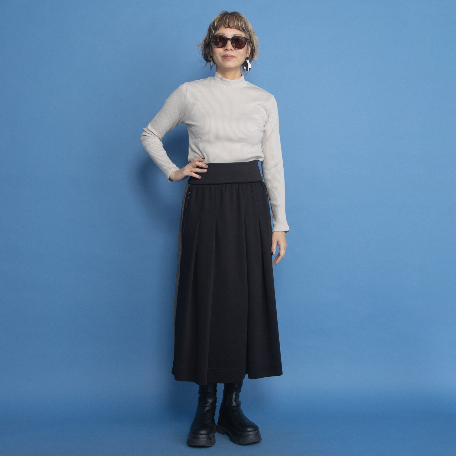 ヨーコモリモト タックデザイン ロングスカート