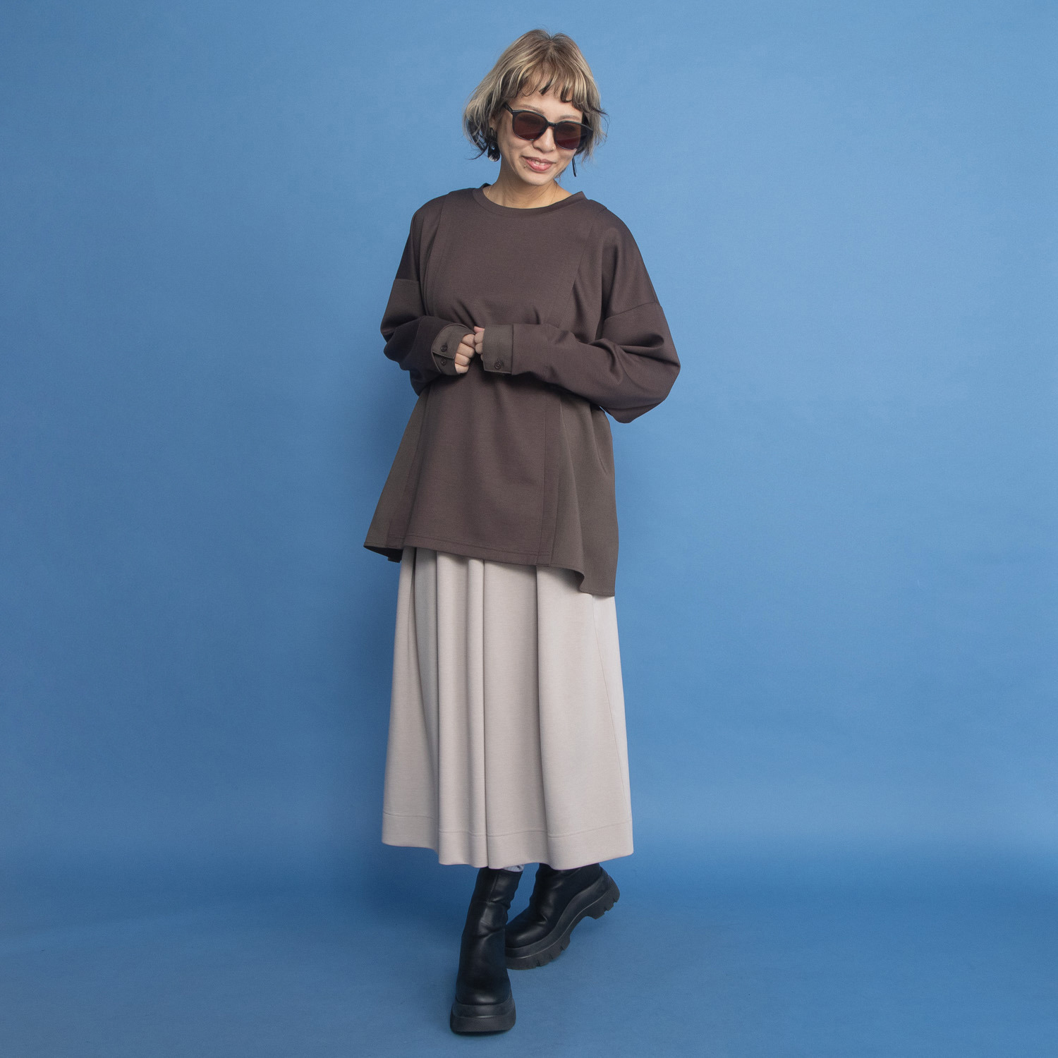 ヨーコモリモト タックデザイン ロングスカート