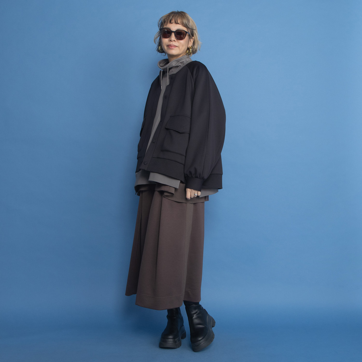 ヨーコモリモト タックデザイン ロングスカート