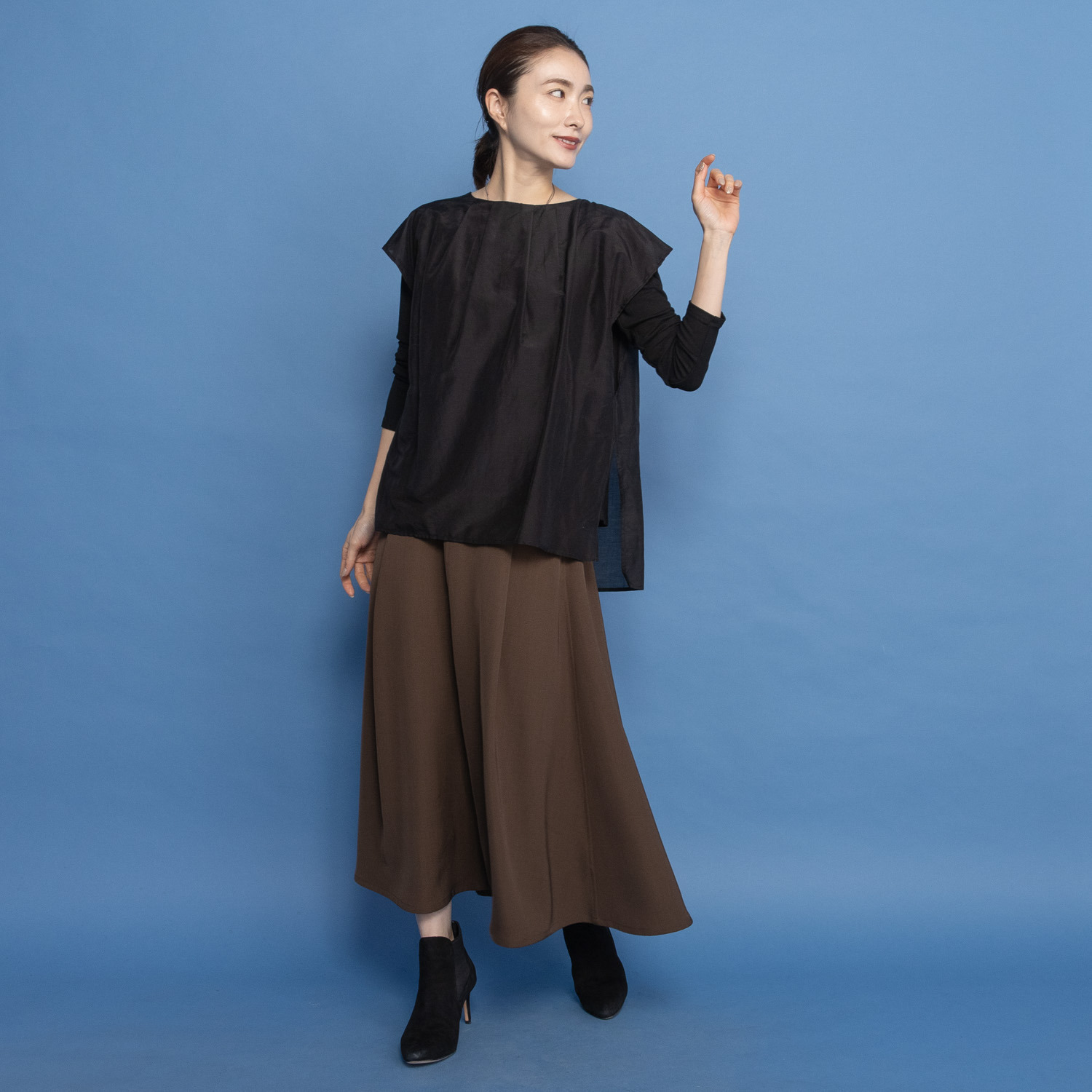 ヤエアジュテ タック＆フレアー ラクしてスタイルＵＰ 魅せるロングスカート