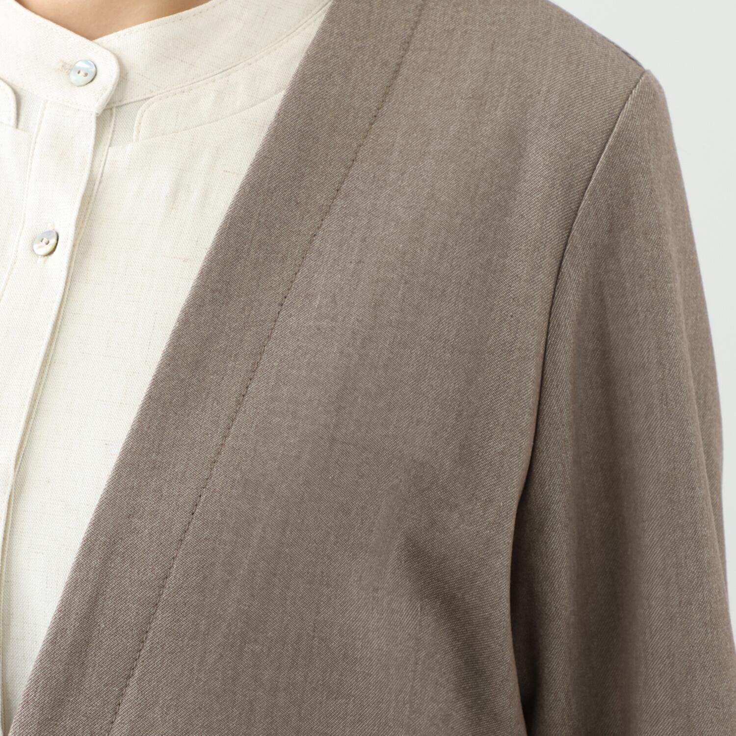 オルテンジア スリーブエンブレム ノーカラージャケット