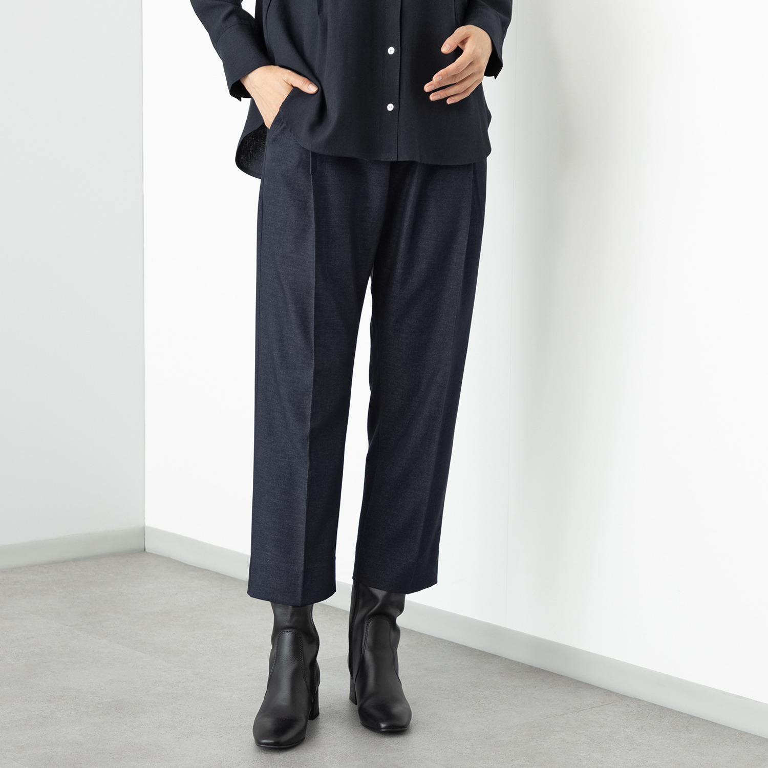 オルテンジア マニッシュ＆カジュアル スタイルカバー＆アップ デザインテーパードパンツ