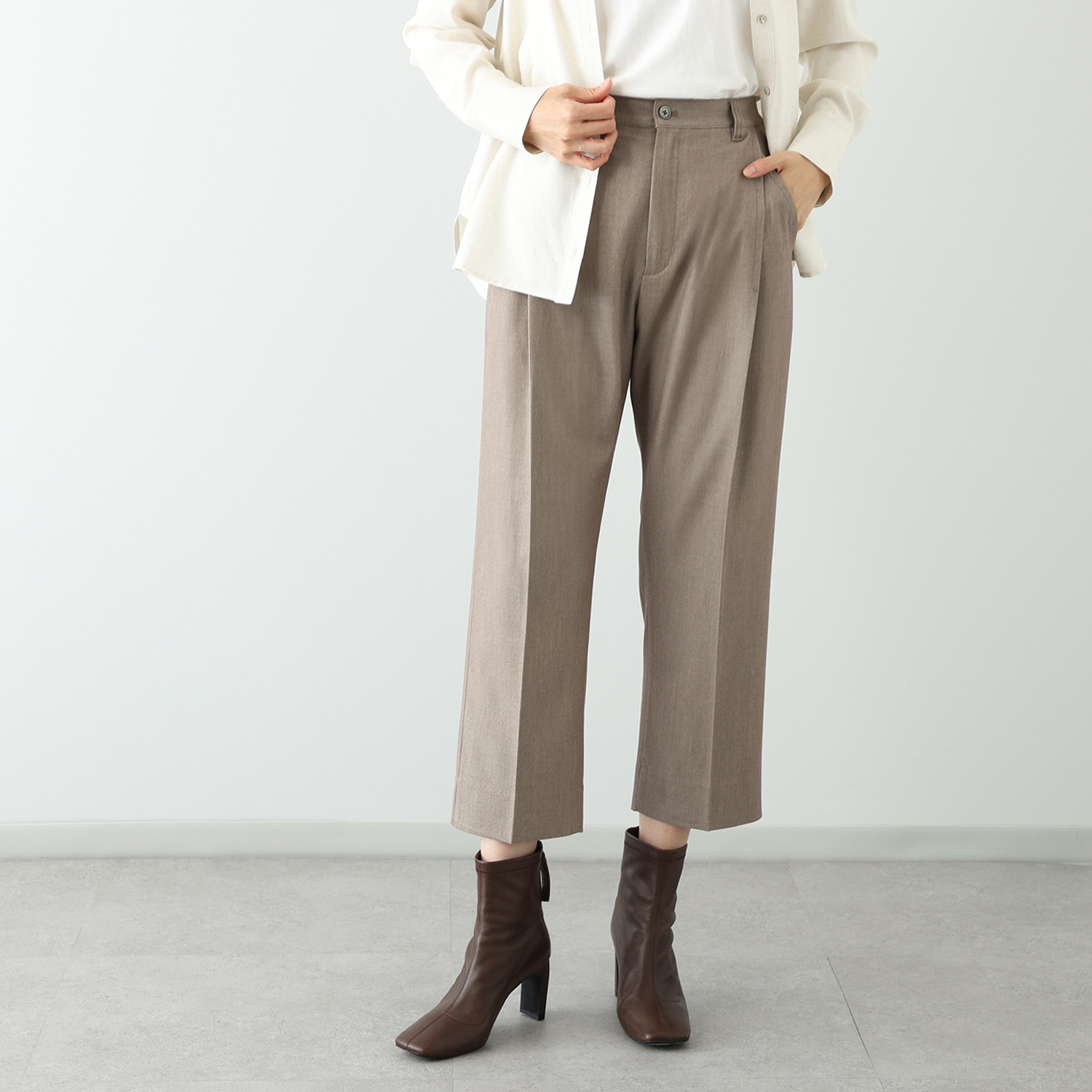 オルテンジア マニッシュ＆カジュアル スタイルカバー＆アップ デザインテーパードパンツ