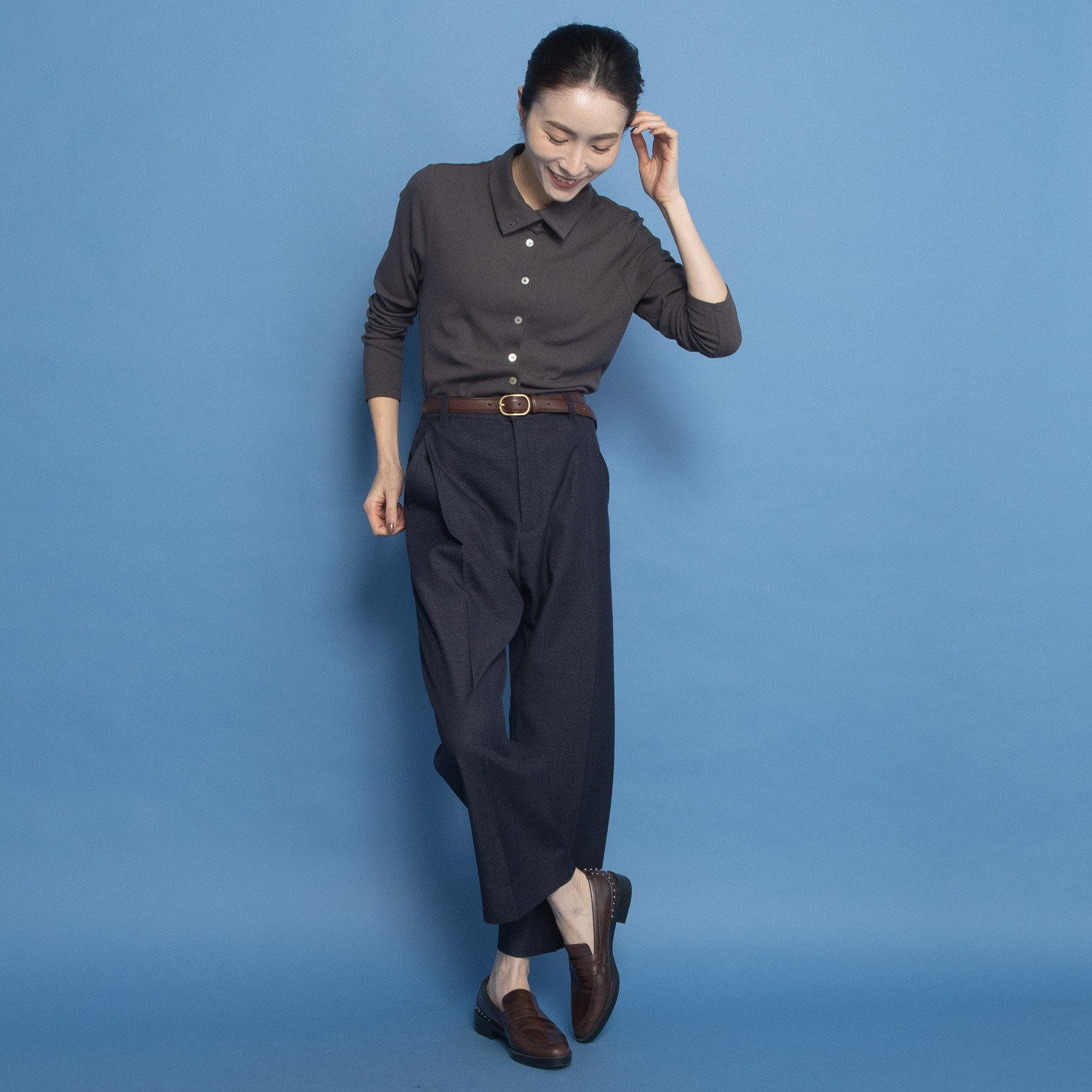 オルテンジア マニッシュ＆カジュアル スタイルカバー＆アップ デザインテーパードパンツ