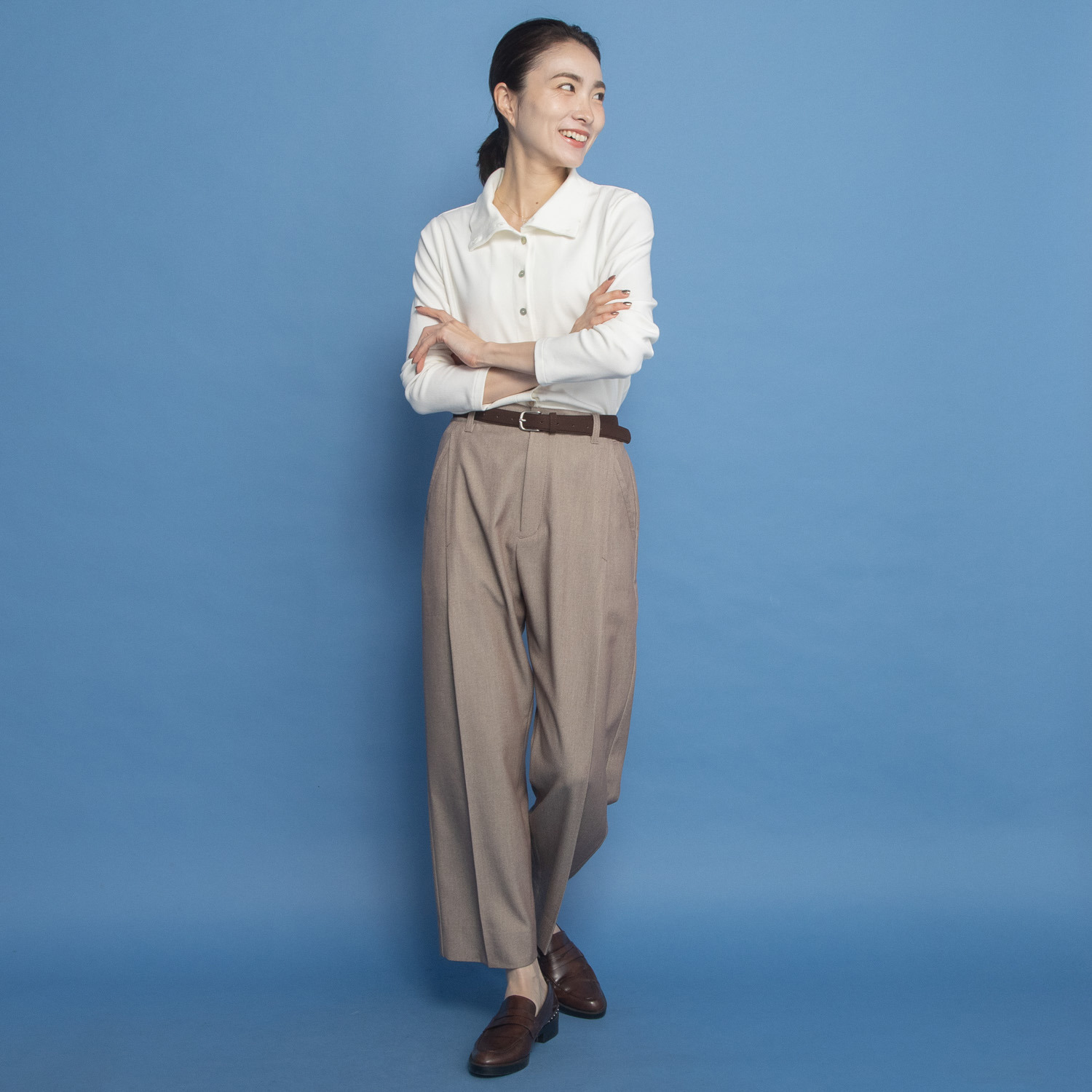 オルテンジア マニッシュ＆カジュアル スタイルカバー＆アップ デザインテーパードパンツ