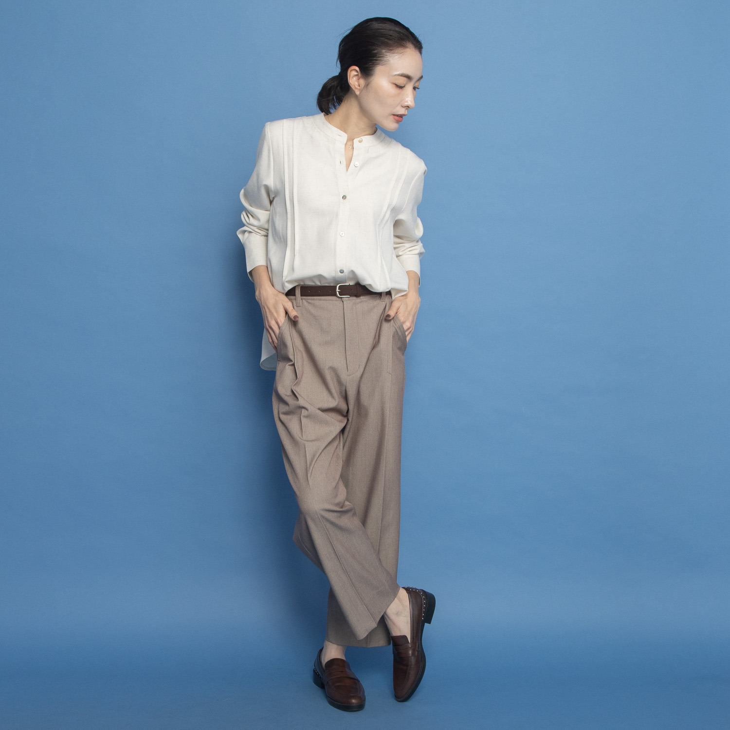 オルテンジア マニッシュ＆カジュアル スタイルカバー＆アップ デザインテーパードパンツ