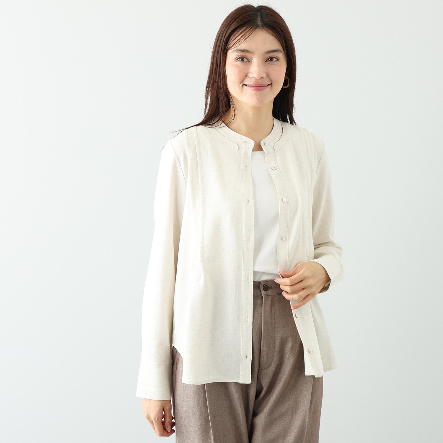 オルテンジア ダブルスタンドカラー デザインシャツ