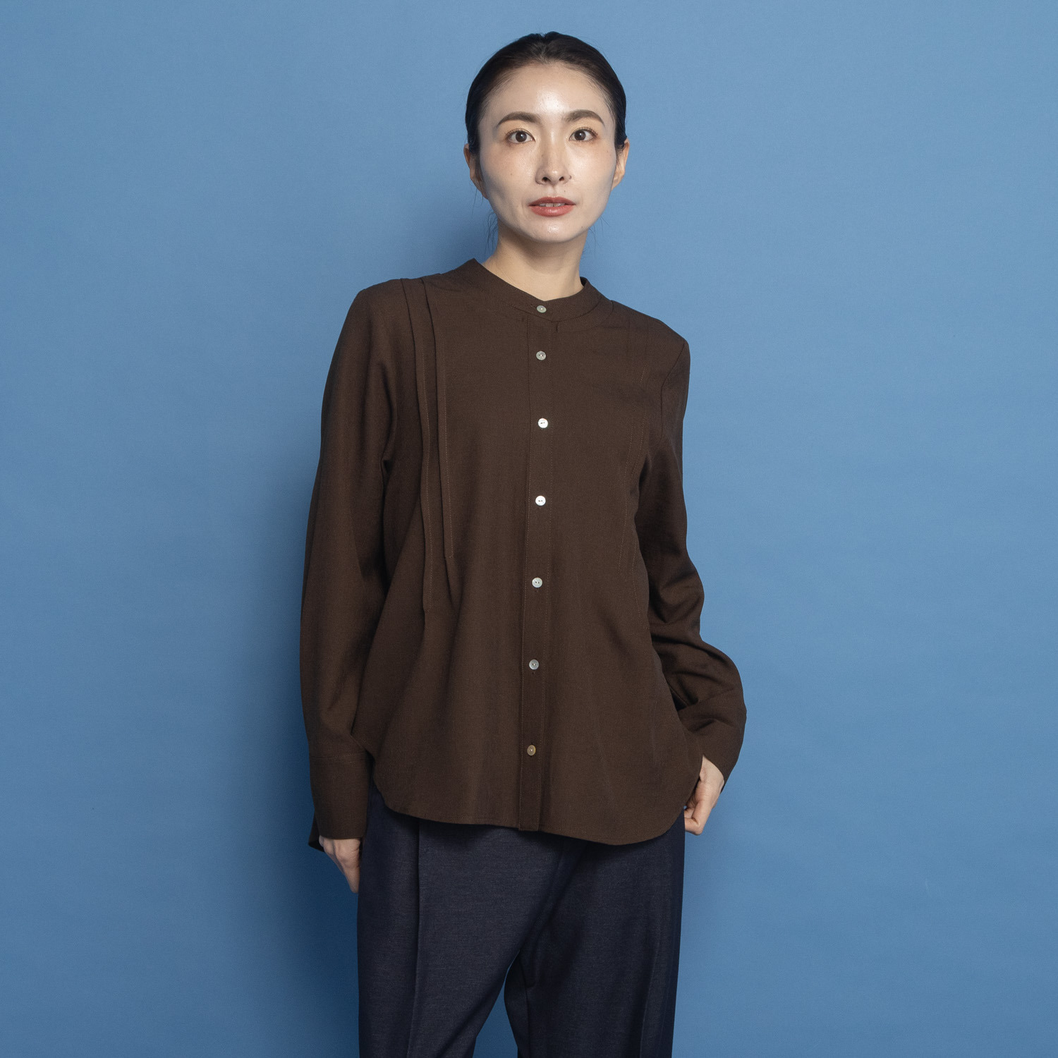 オルテンジア ダブルスタンドカラー デザインシャツ