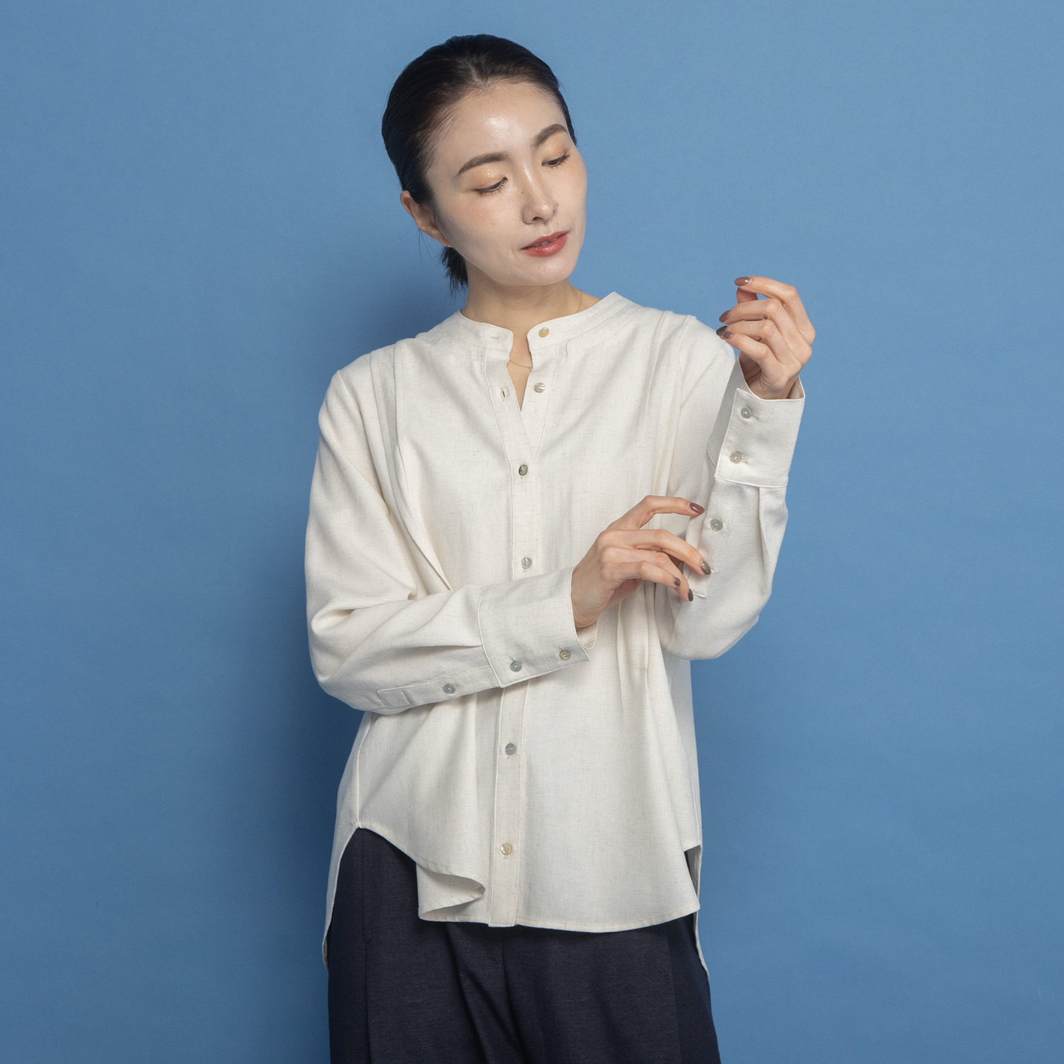 オルテンジア ダブルスタンドカラー デザインシャツ