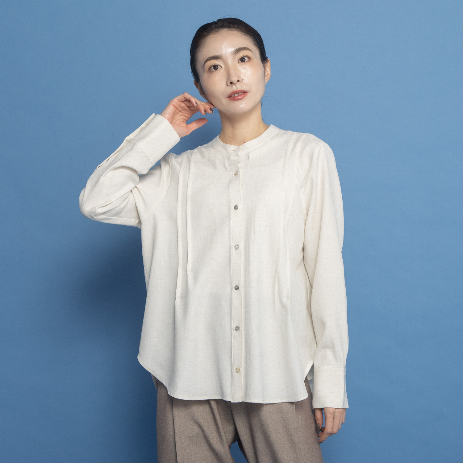 オルテンジア ダブルスタンドカラー デザインシャツ