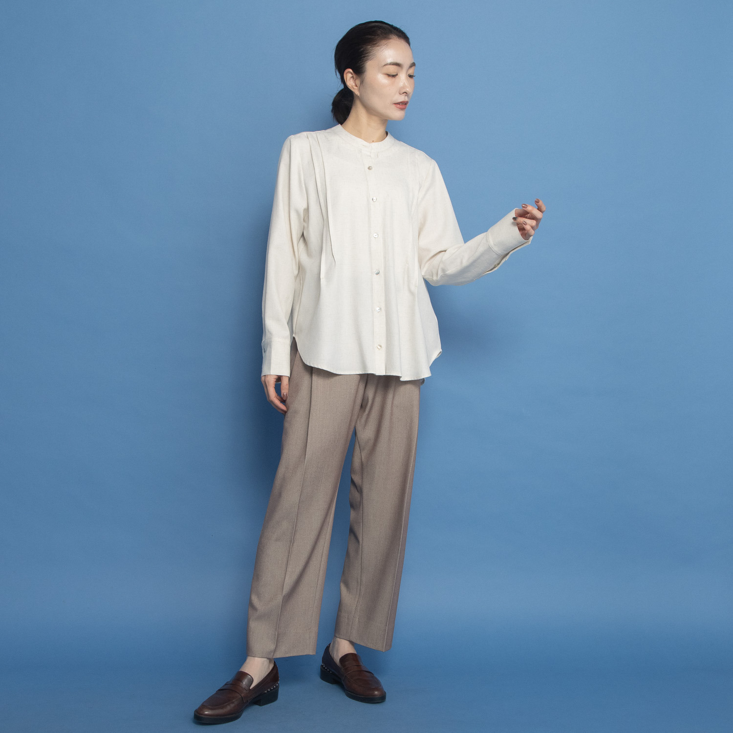 オルテンジア ダブルスタンドカラー デザインシャツ