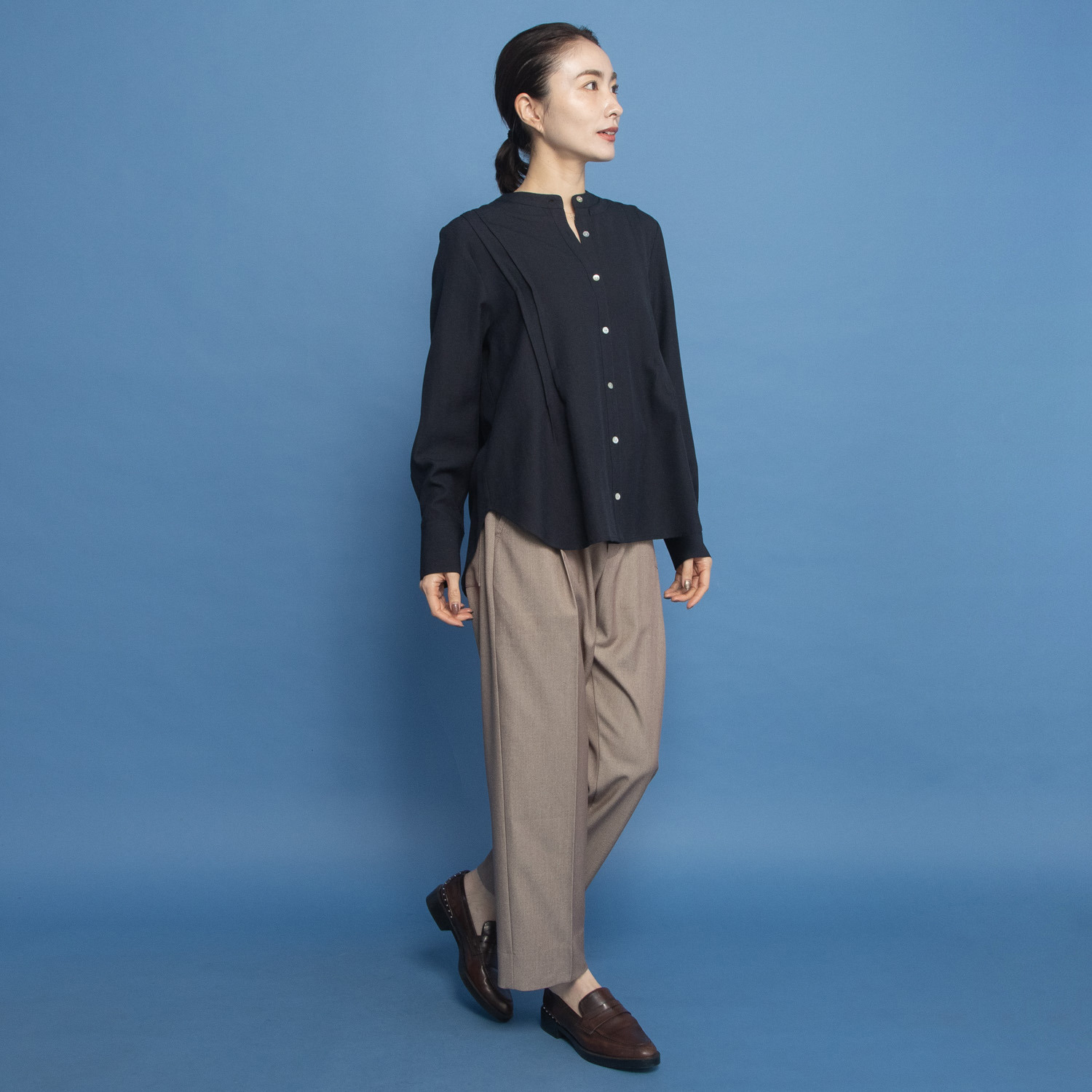 オルテンジア ダブルスタンドカラー デザインシャツ