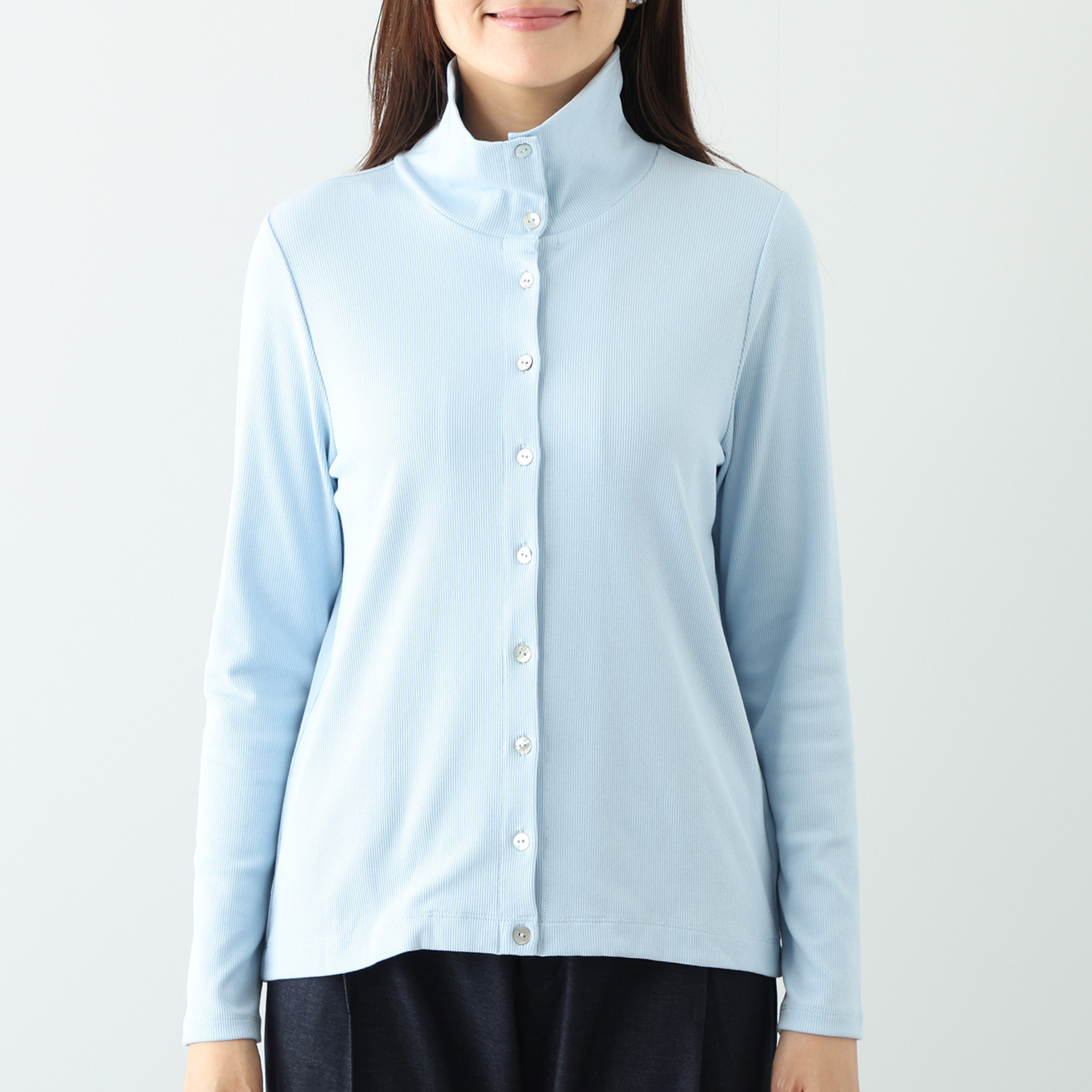 オルテンジア マルチデザインで 着こなし万能 リブブラウス