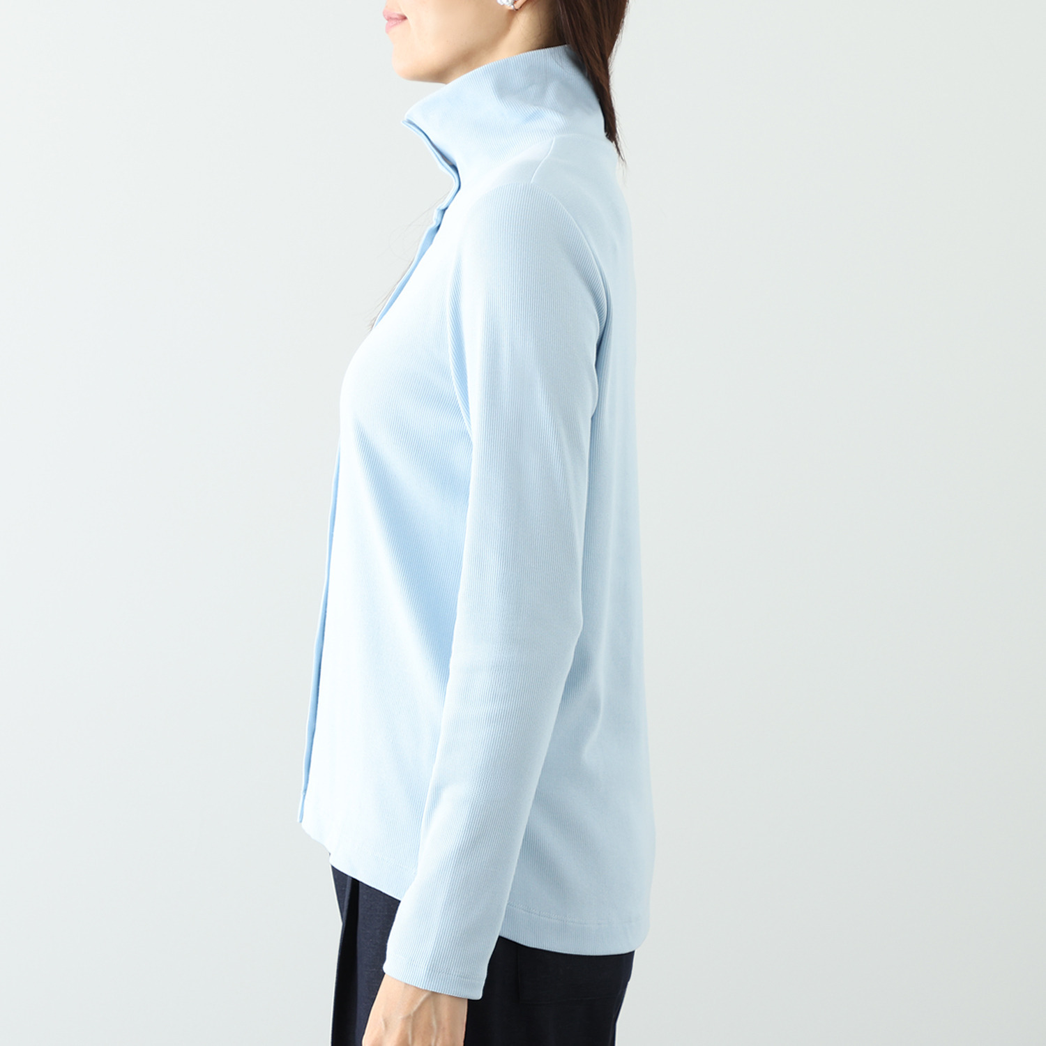 オルテンジア マルチデザインで 着こなし万能 リブブラウス