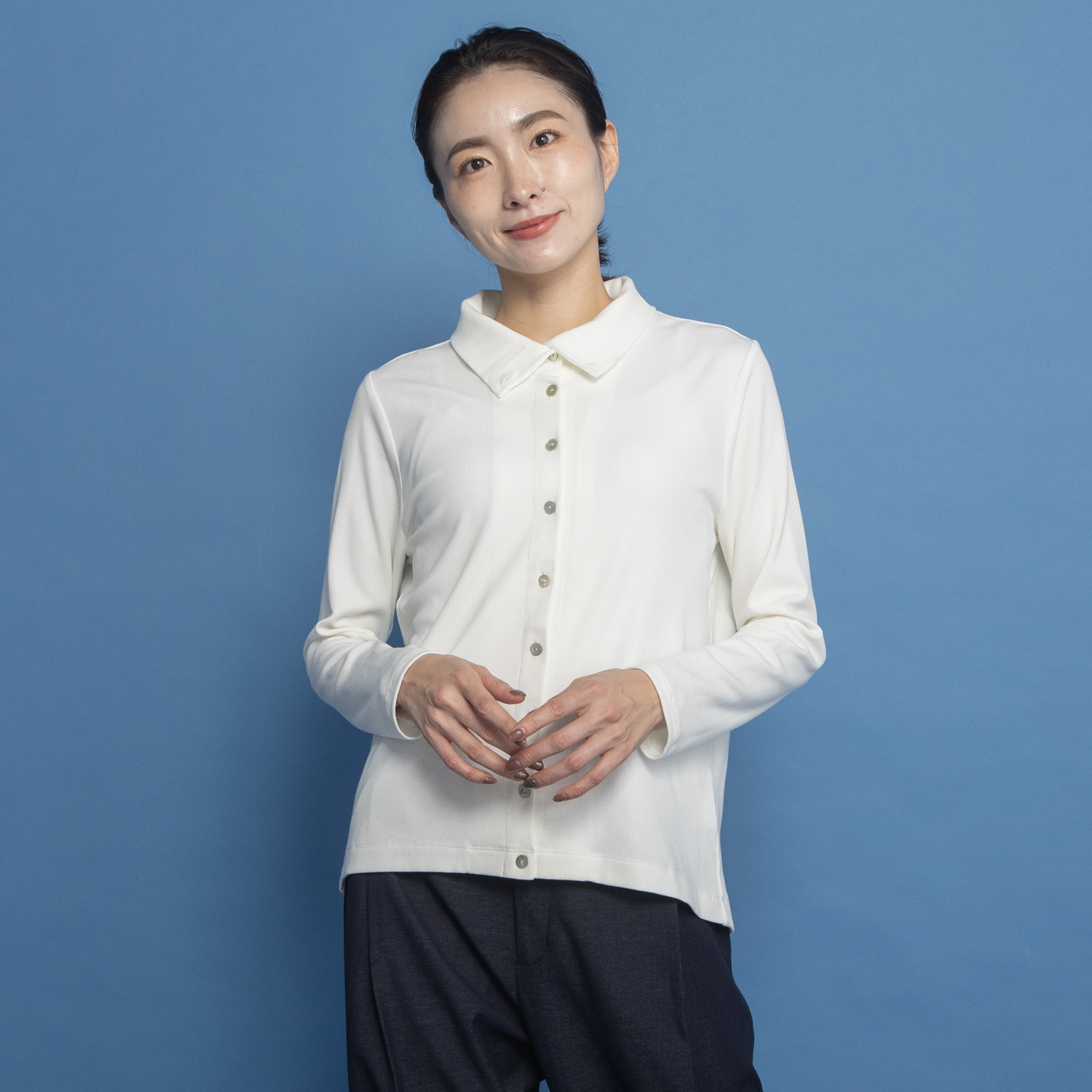 オルテンジア マルチデザインで 着こなし万能 リブブラウス