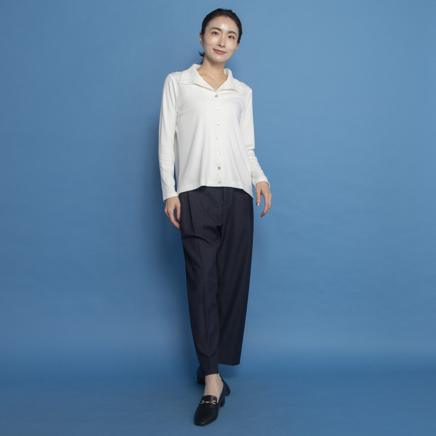 オルテンジア マルチデザインで 着こなし万能 リブブラウス