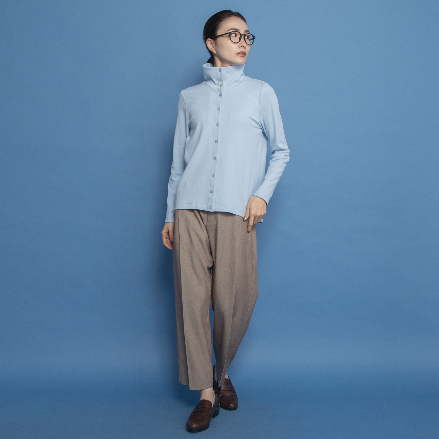 オルテンジア マルチデザインで 着こなし万能 リブブラウス