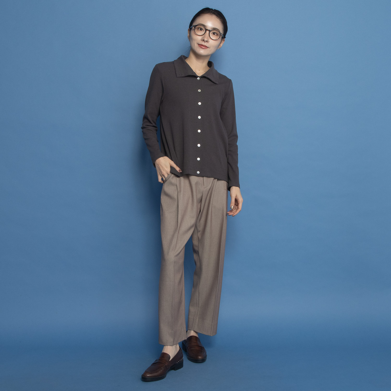 オルテンジア マルチデザインで 着こなし万能 リブブラウス