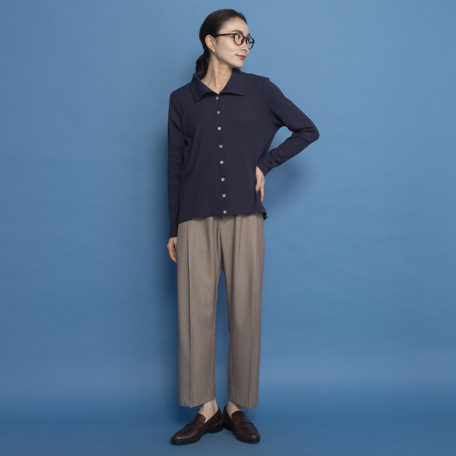 オルテンジア マルチデザインで 着こなし万能 リブブラウス