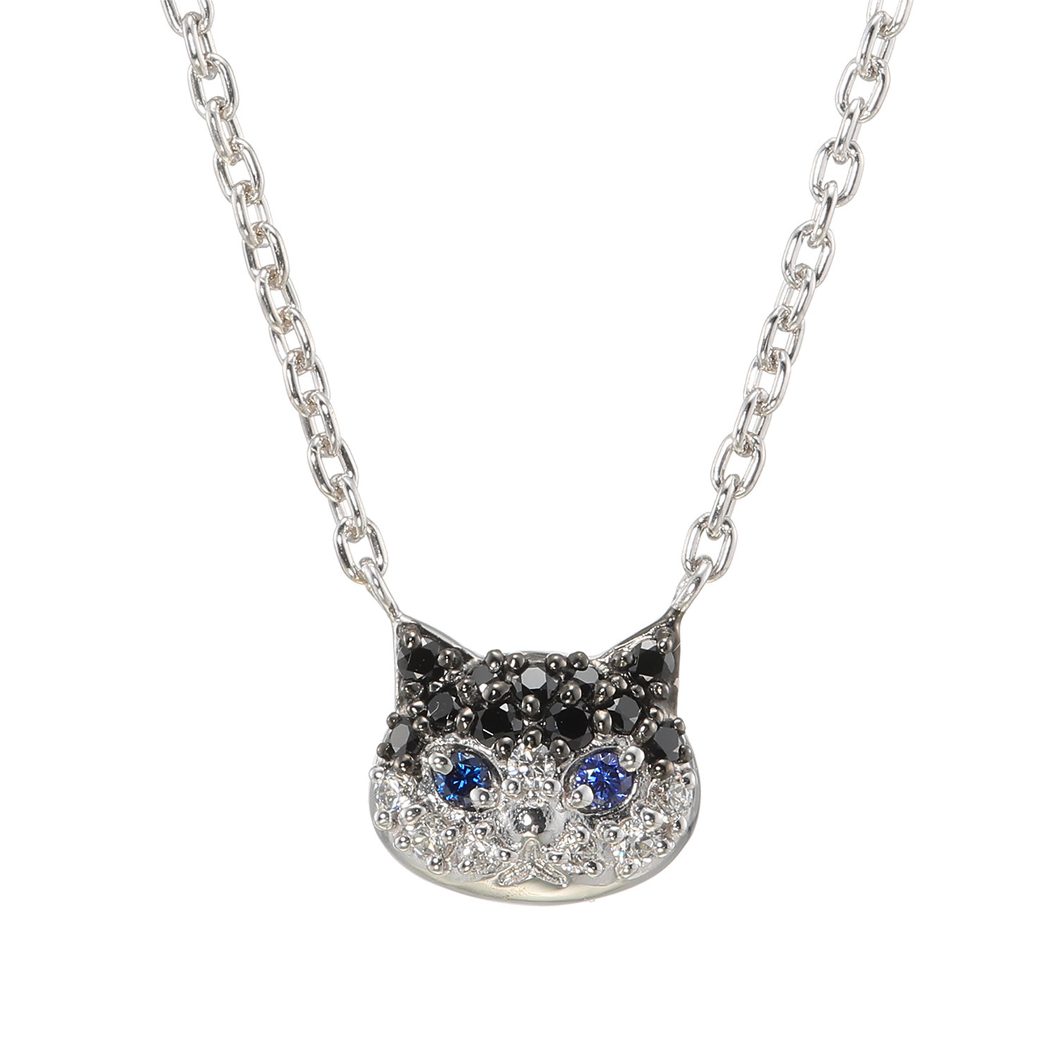 ドルチェモダール シルバー＆ＣＺ キャットフェイス スパークルネックレス