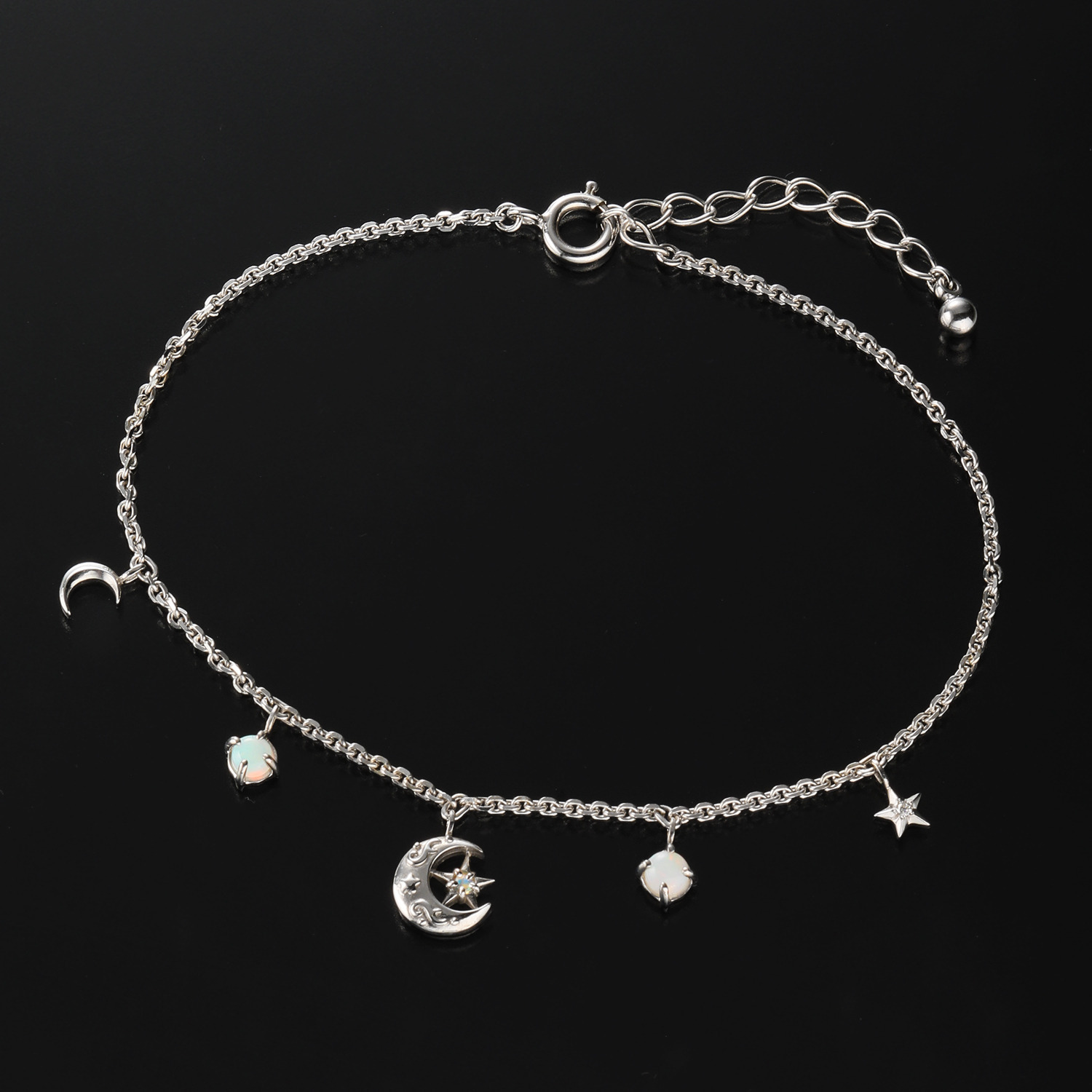 ドルチェモダール シルバー オパール＆ＣＺ 星月チャームブレスレット