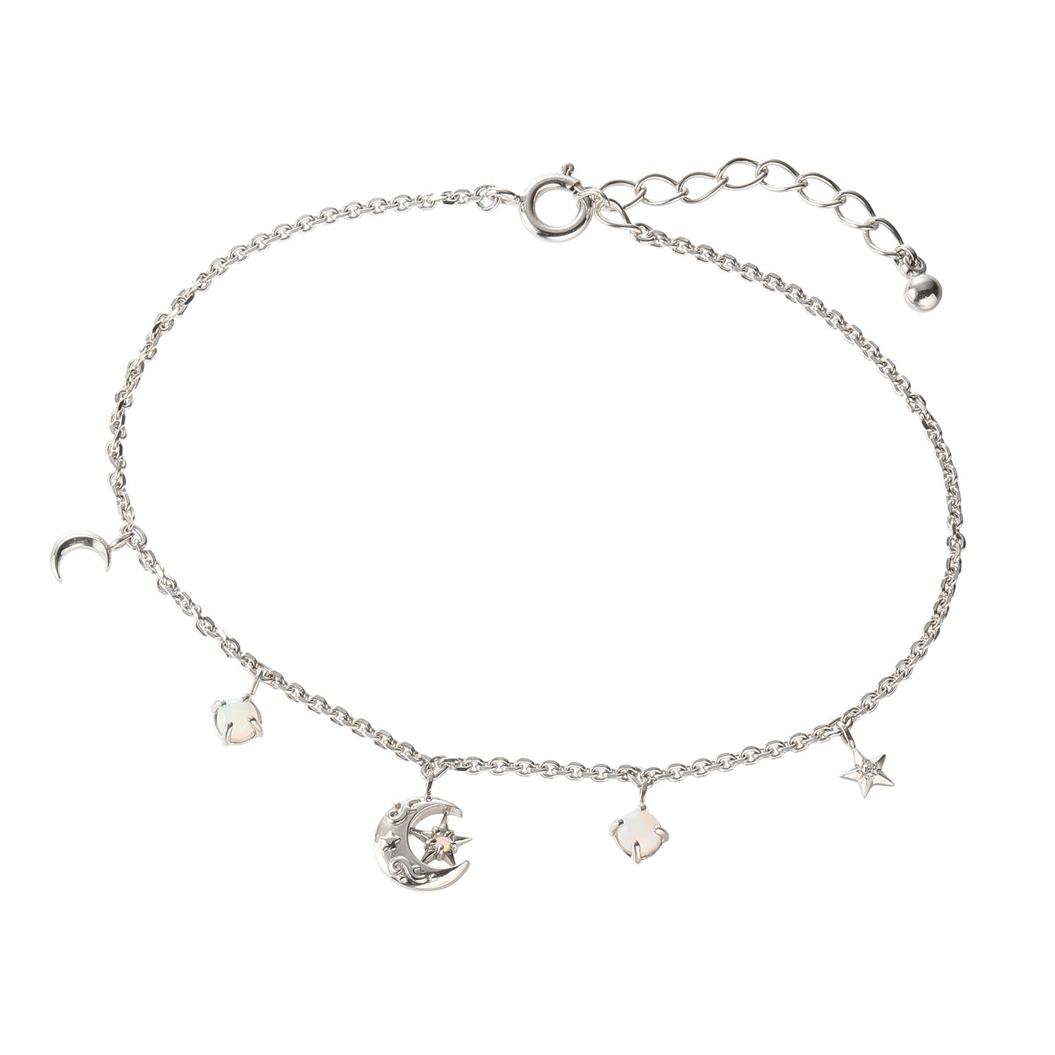 ドルチェモダール シルバー オパール＆ＣＺ 星月チャームブレスレット